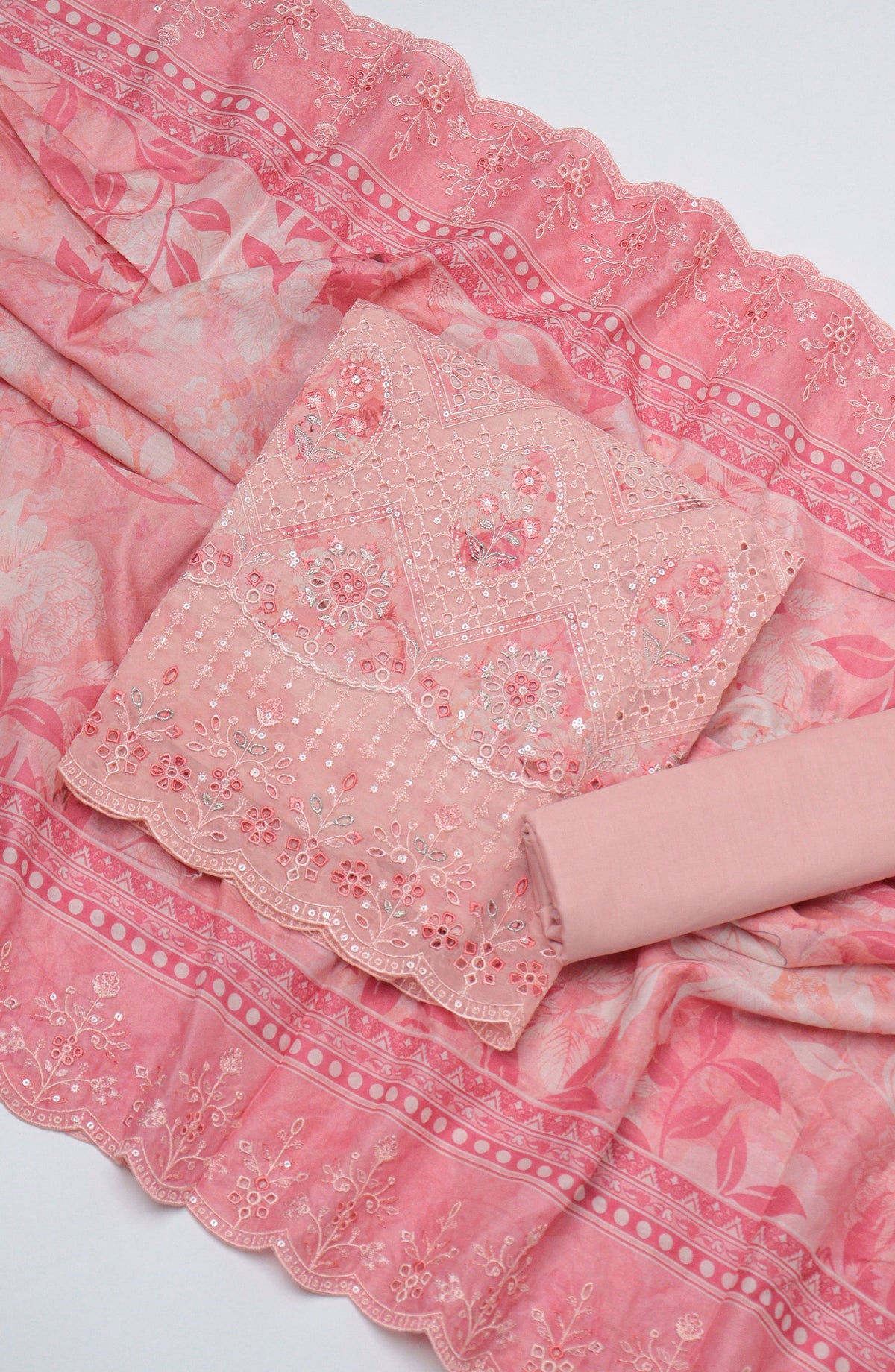 Bin Saeed Embroidered Cambric Unstitched 3 Piece Suit - D-03 - BS26UCB - Pink - Summer Collection