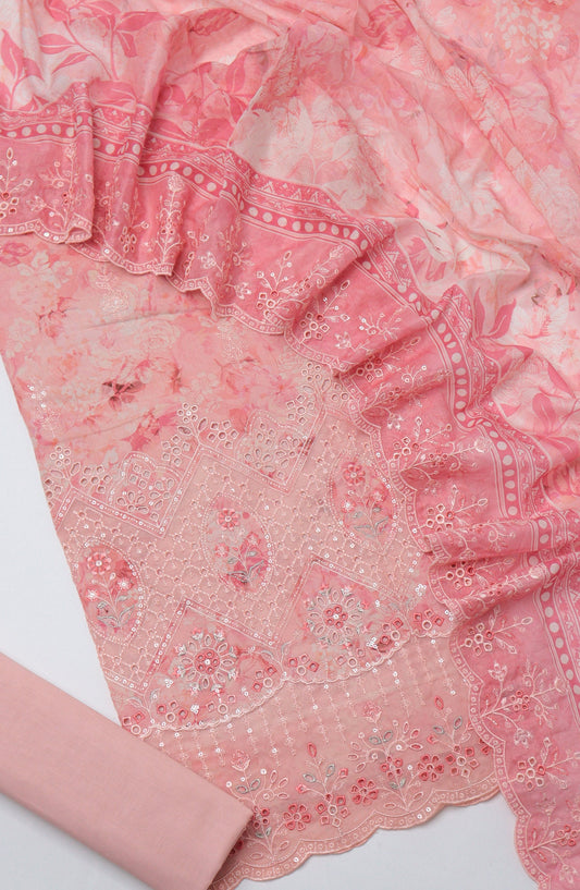 Bin Saeed Embroidered Cambric Unstitched 3 Piece Suit - D-03 - BS26UCB - Pink - Summer Collection