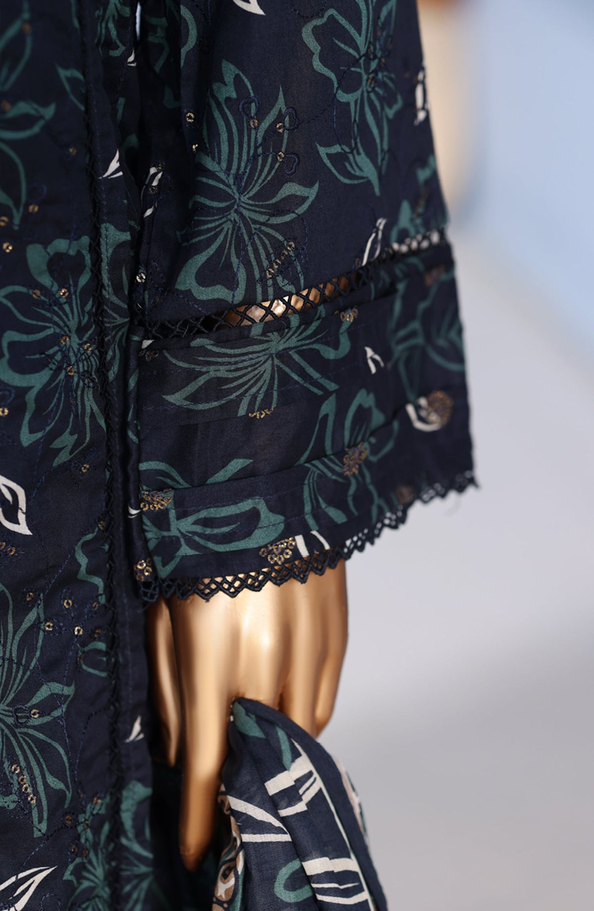 Bin Saeed Exclusive Embroidered Lawn Stitched 3 Piece Suit - D-10 - BS26PNT - Teal - Summer Collection