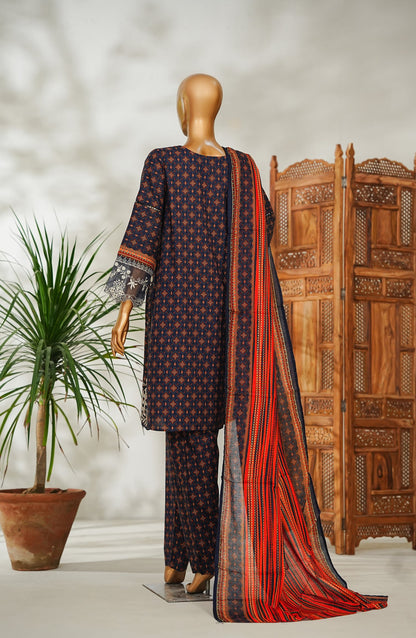 Bin Saeed Embroidered Lawn Stitched 3 Piece Suit - Design-17 - BS26EMB - Black - Summer Collection