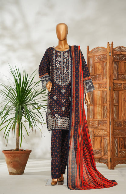 Bin Saeed Embroidered Lawn Stitched 3 Piece Suit - Design-17 - BS26EMB - Black - Summer Collection