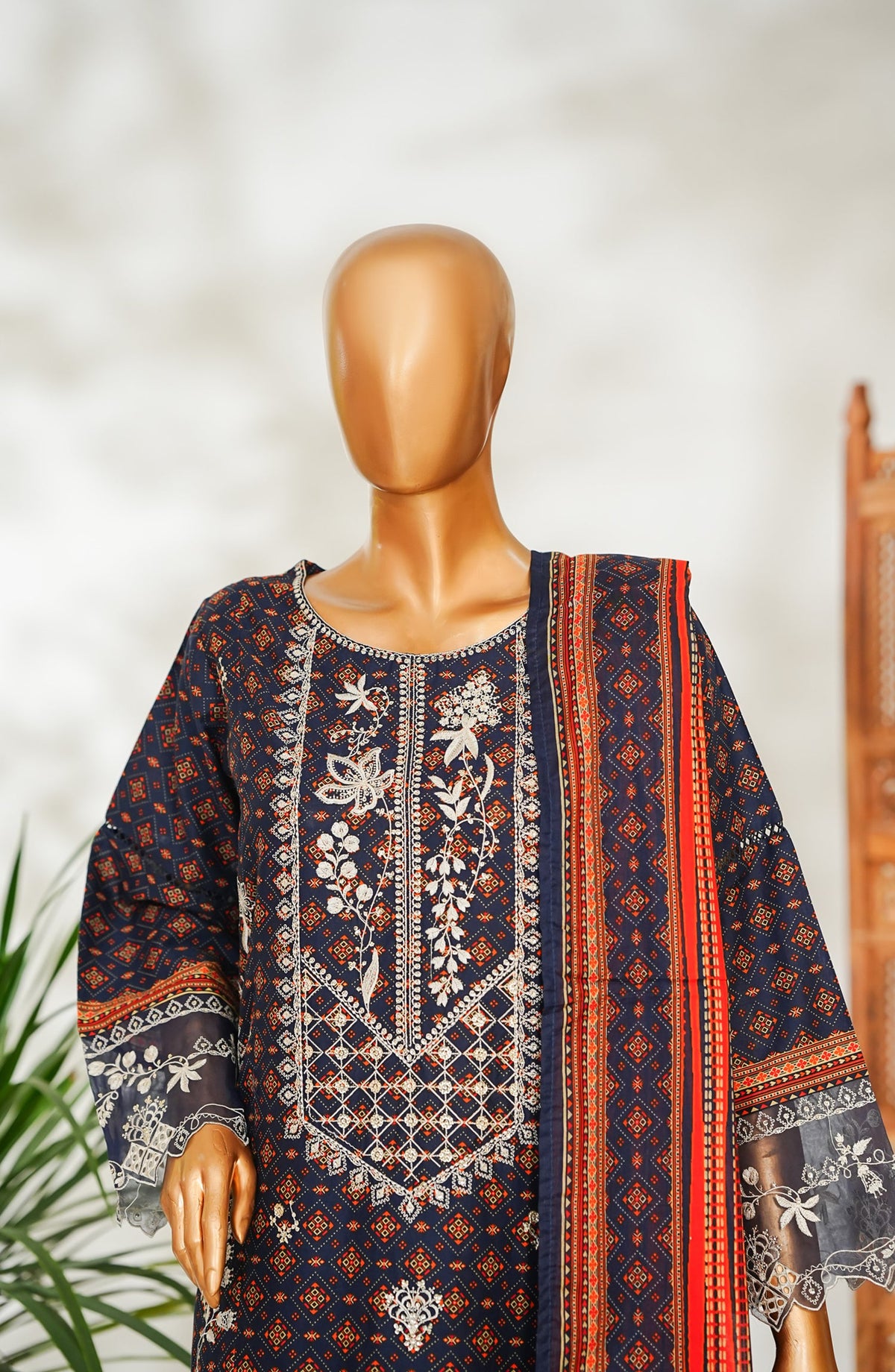 Bin Saeed Embroidered Lawn Stitched 3 Piece Suit - Design-17 - BS26EMB - Black - Summer Collection