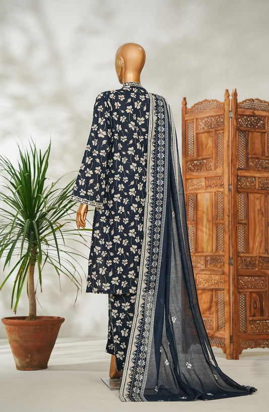 Bin Saeed Embroidered Lawn Stitched 3 Piece Suit - Design-06 - BS26EMB - Black - Summer Collection