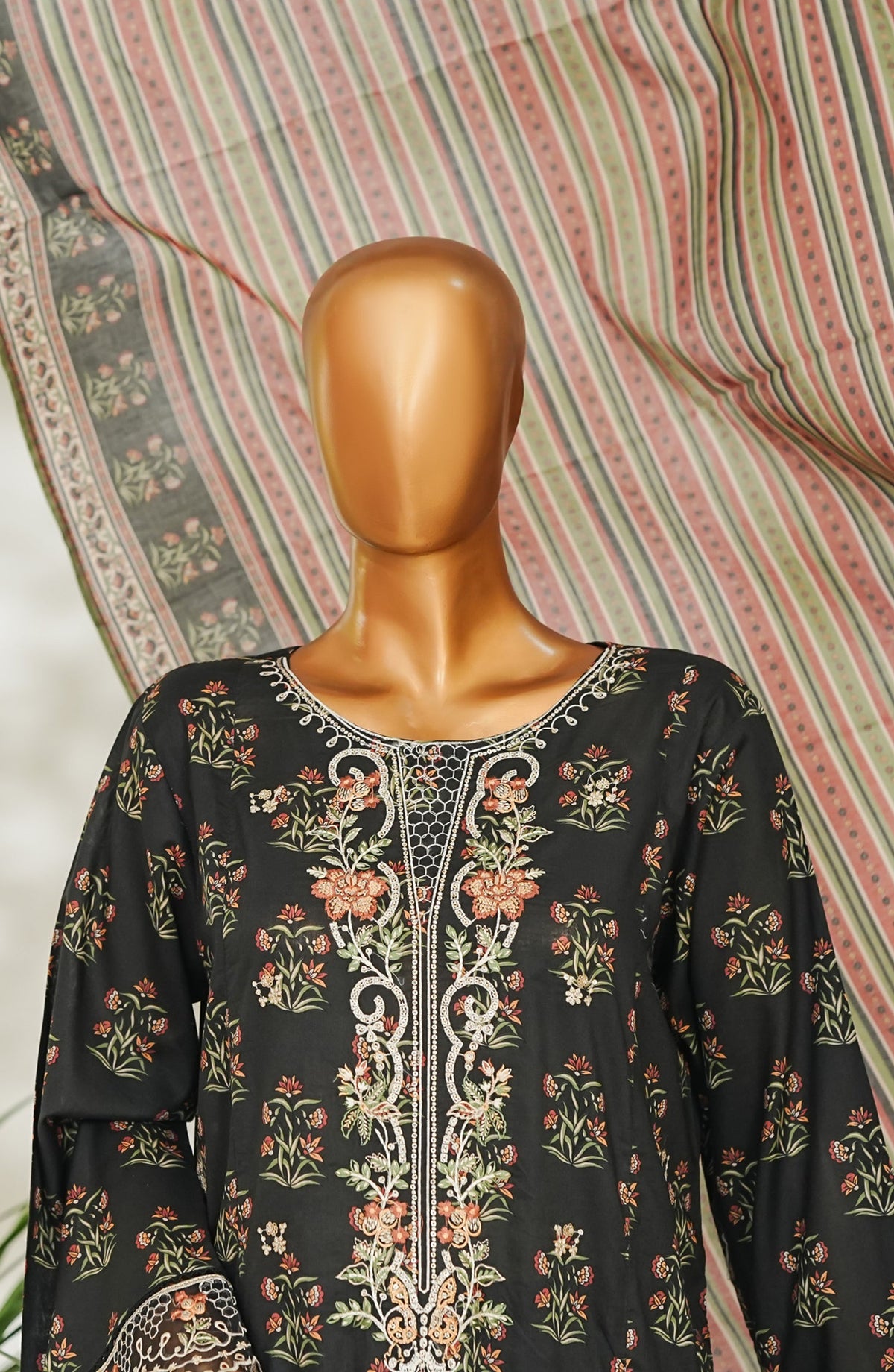 Bin Saeed Embroidered Lawn Stitched 3 Piece Suit - Design-01 - BS26EMB - Black - Summer Collection