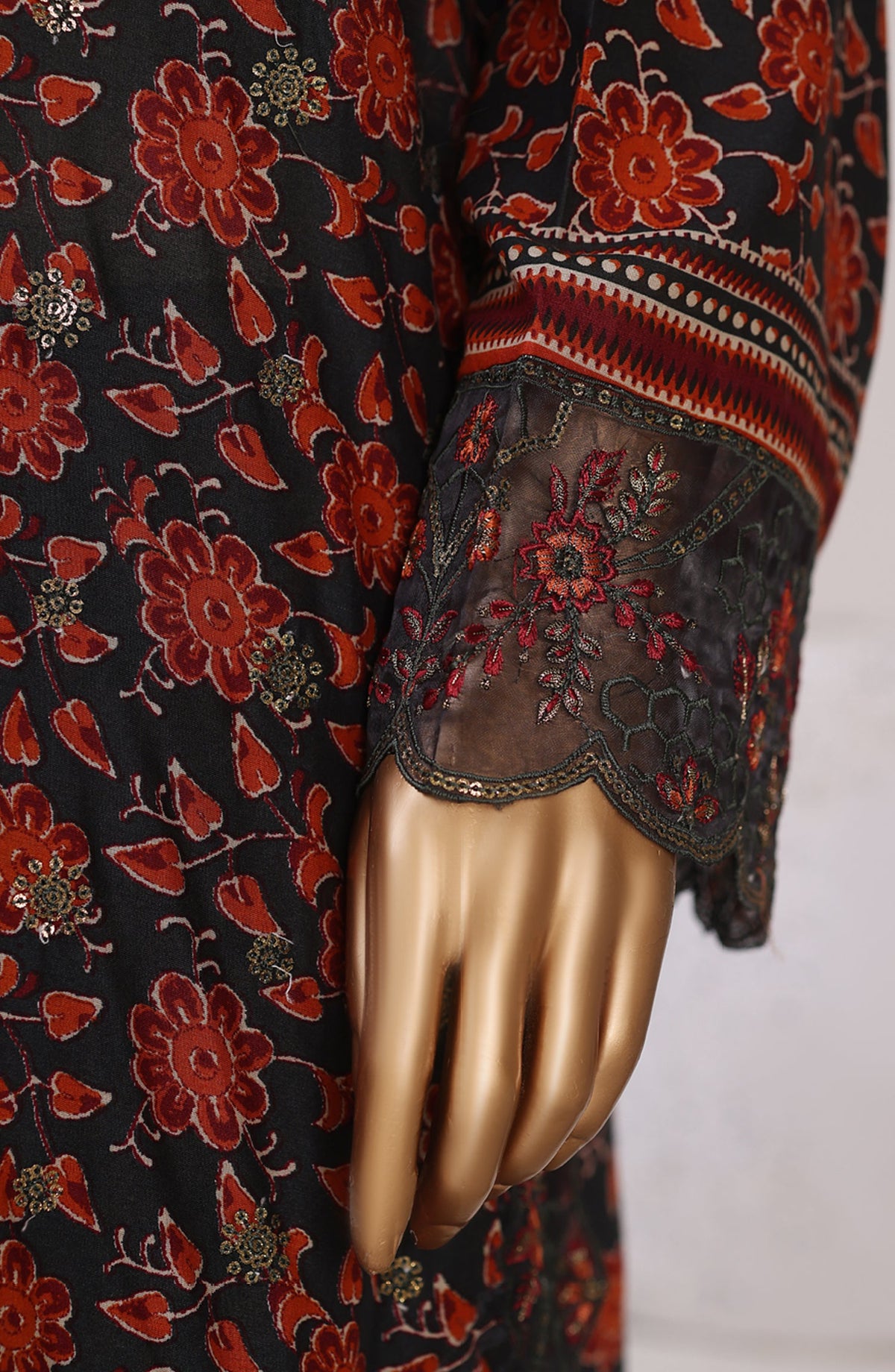 Bin Saeed Exclusive Embroidered Lawn Stitched 3 Piece Suit - Design-06 - BS26CLUZ - Red - Summer Collection