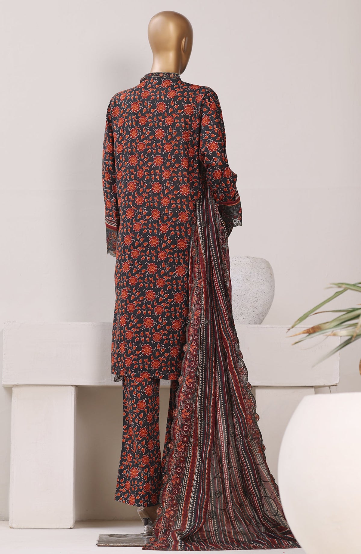 Bin Saeed Exclusive Embroidered Lawn Stitched 3 Piece Suit - Design-06 - BS26CLUZ - Red - Summer Collection