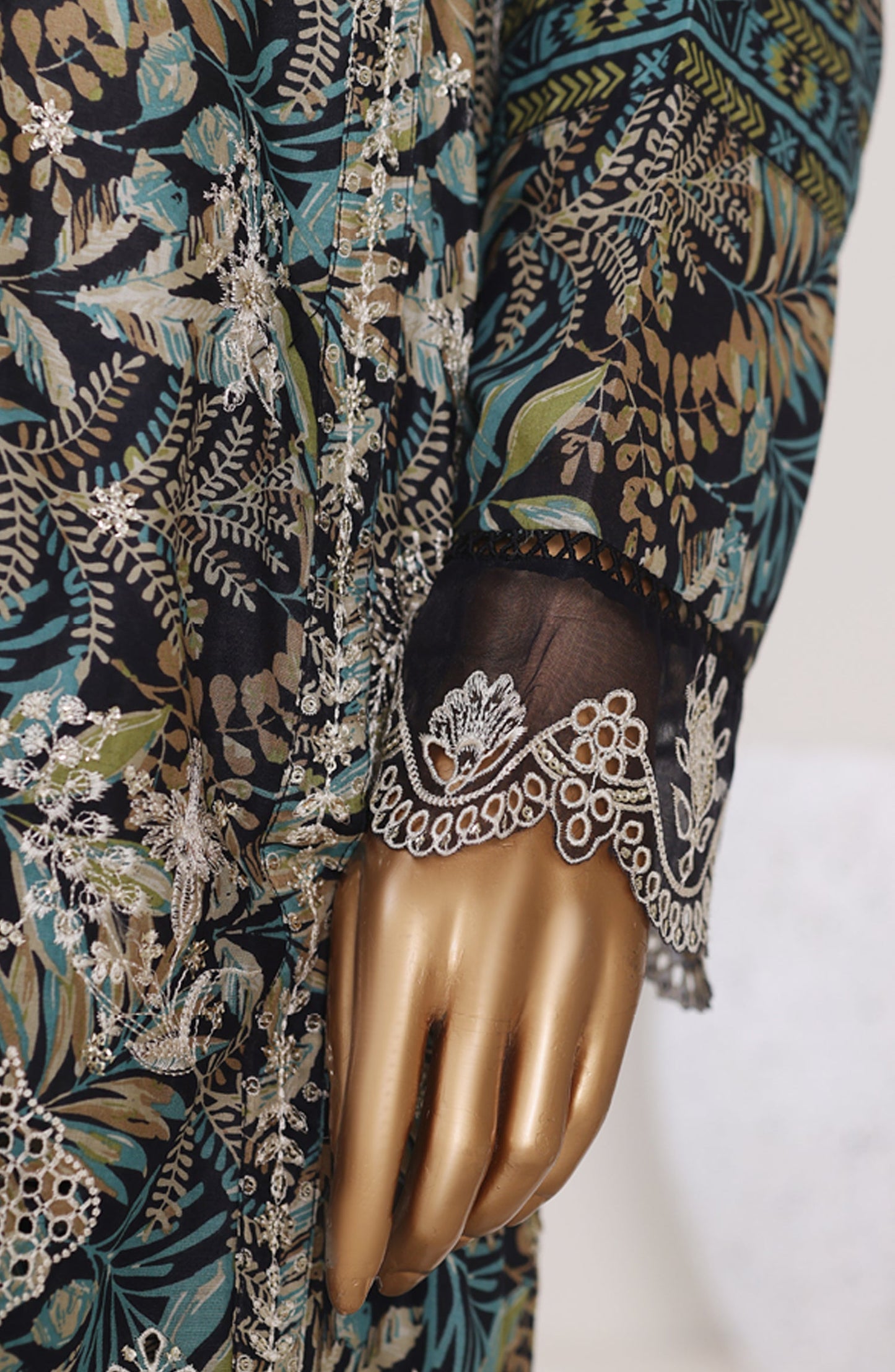 Bin Saeed Exclusive Embroidered Lawn Stitched 3 Piece Suit - Design-05 - BS26CLUZ - Teal - Summer Collection