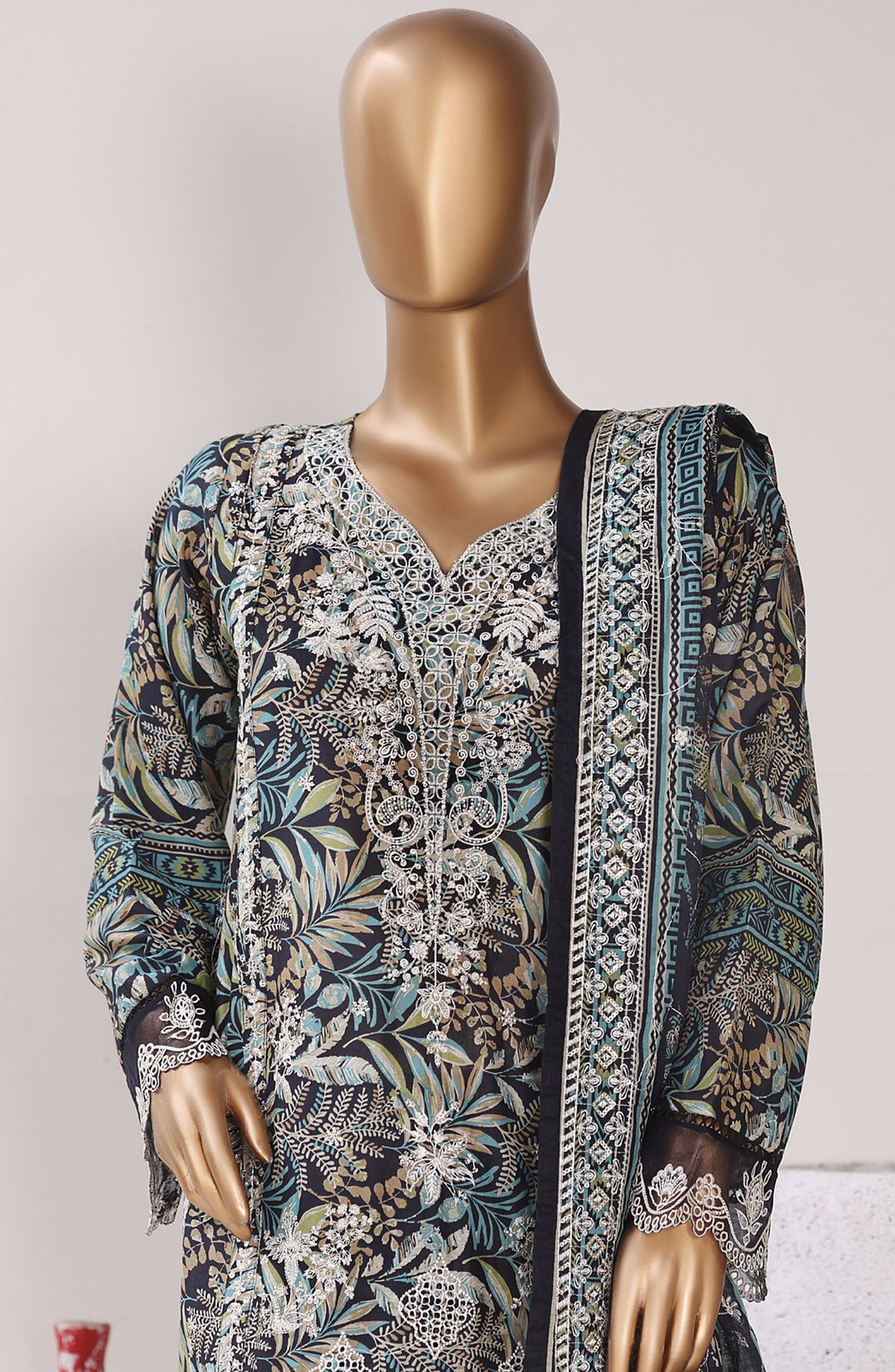 Bin Saeed Exclusive Embroidered Lawn Stitched 3 Piece Suit - Design-05 - BS26CLUZ - Teal - Summer Collection