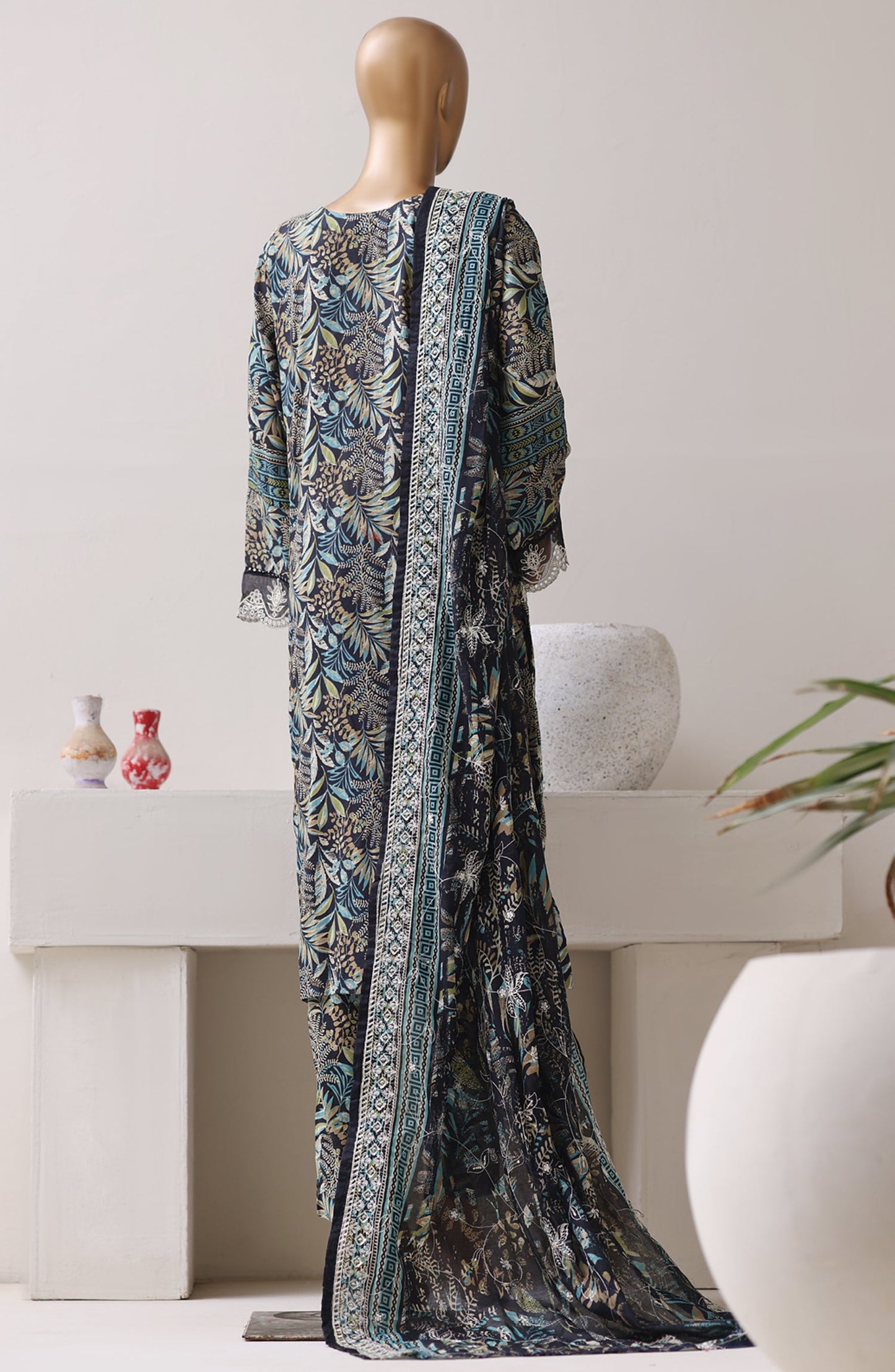 Bin Saeed Exclusive Embroidered Lawn Stitched 3 Piece Suit - Design-05 - BS26CLUZ - Teal - Summer Collection