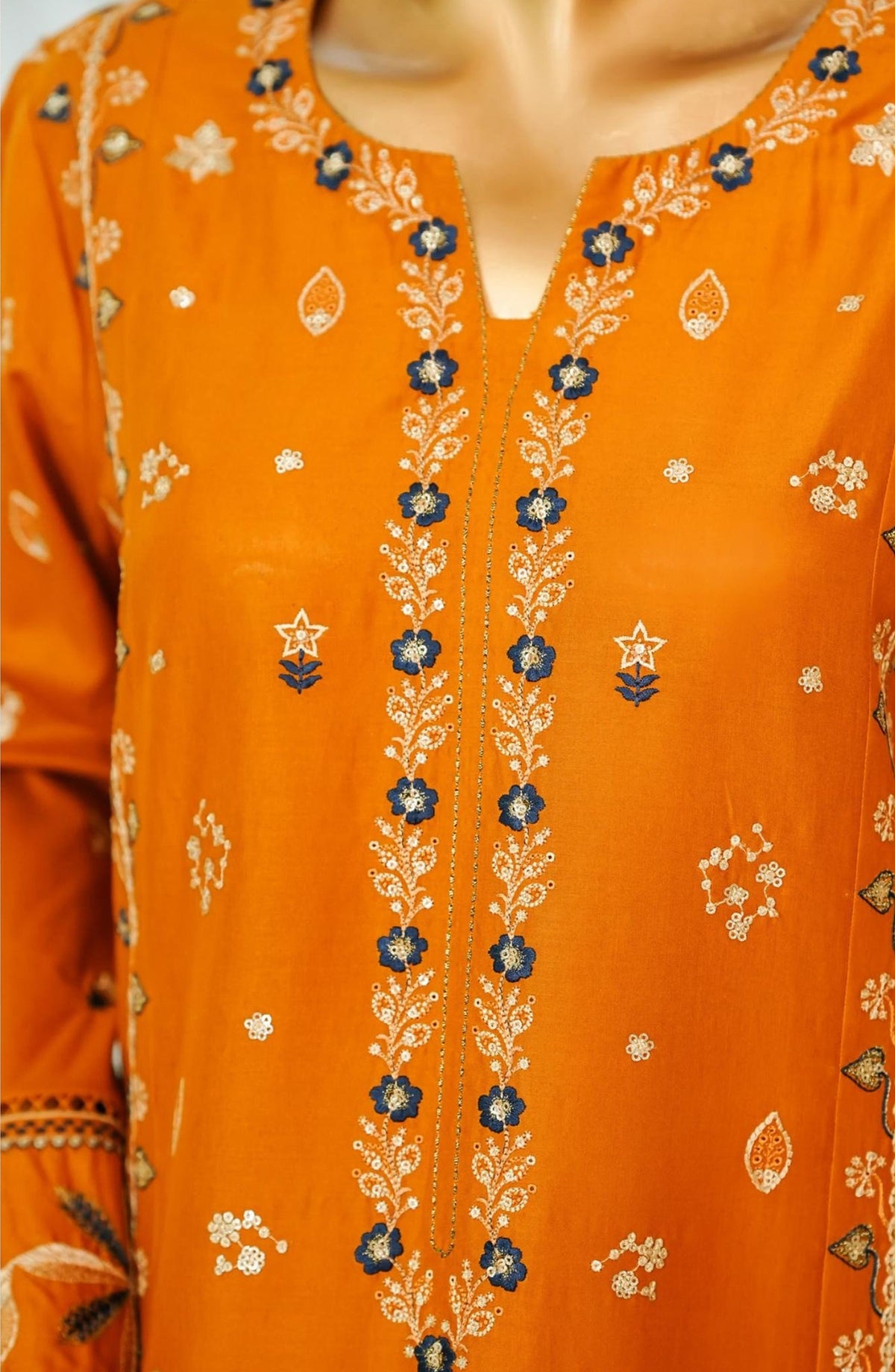 Bin Saeed Luxury Embroidered Stitched 3 Piece Suit - D-04 - BS26LQ - Orange - Festive Collection