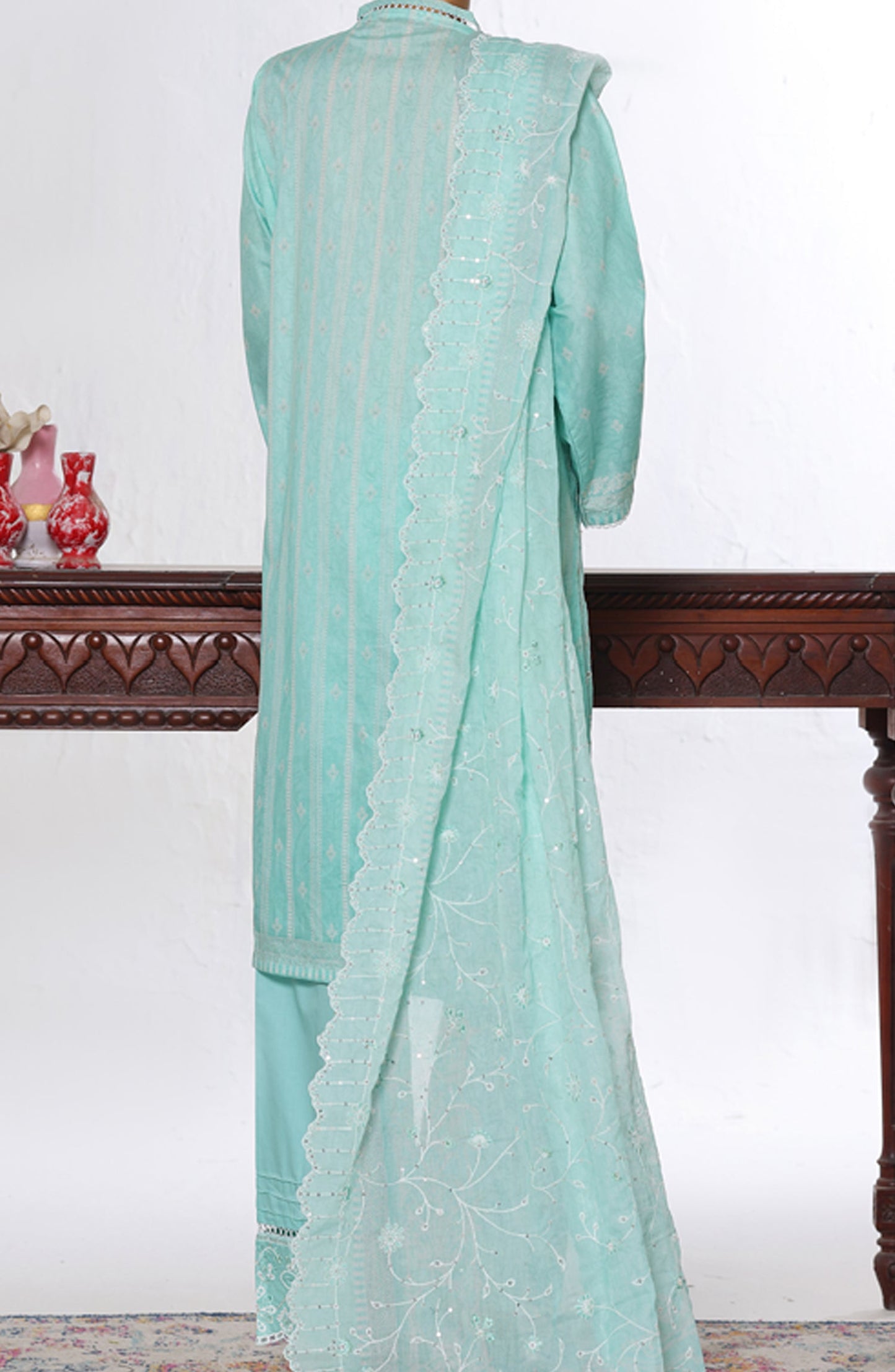 Bin Saeed Luxury Embroidered Cotton Stitched 3 Piece Suit - Design-34 - BS26LUX - Blue - Mid Summer Collection
