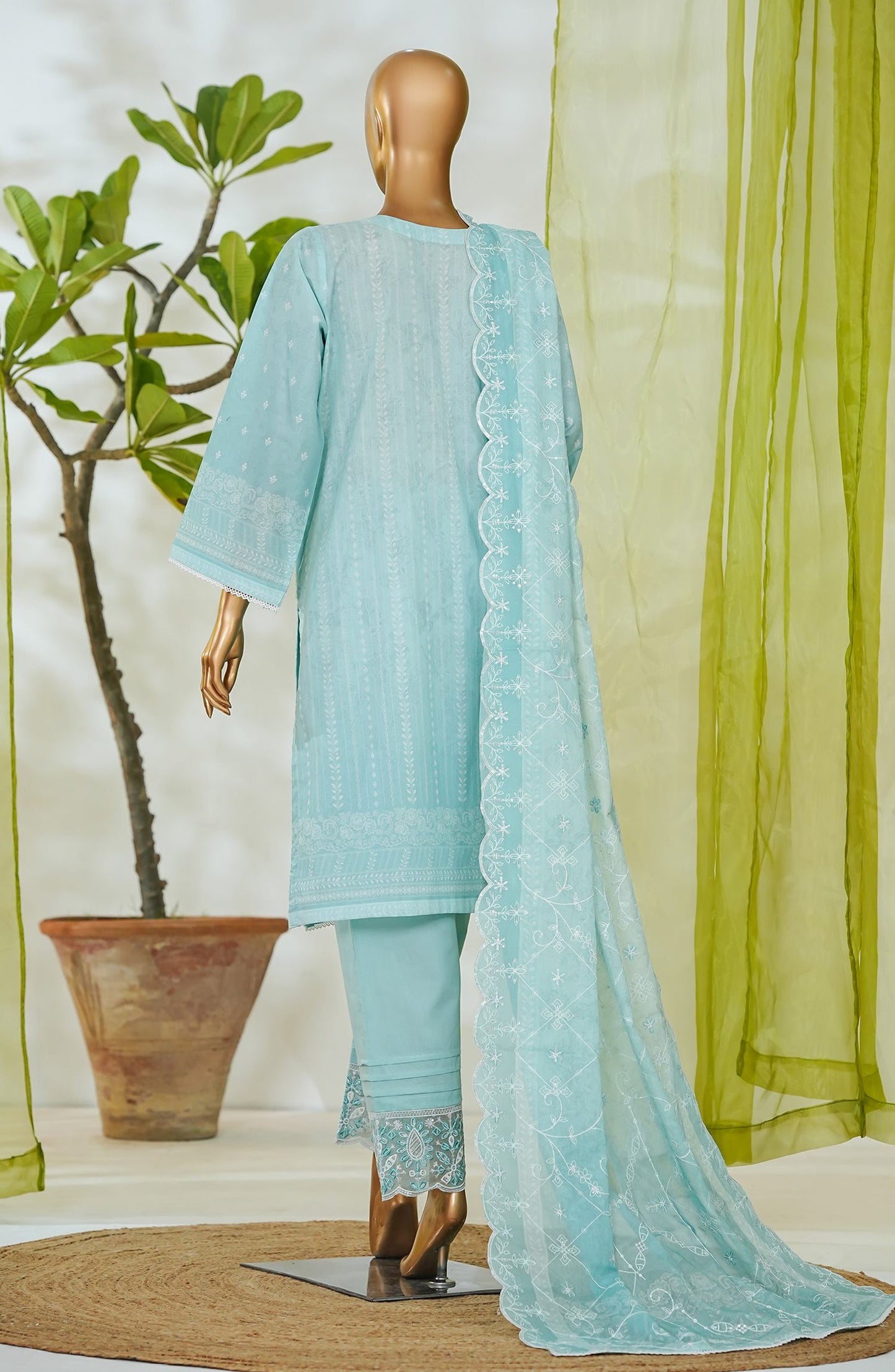 Bin Saeed Luxury Embroidered Cotton Stitched 3 Piece Suit - Design-10 - BS26LUX - Blue - Mid Summer Collection