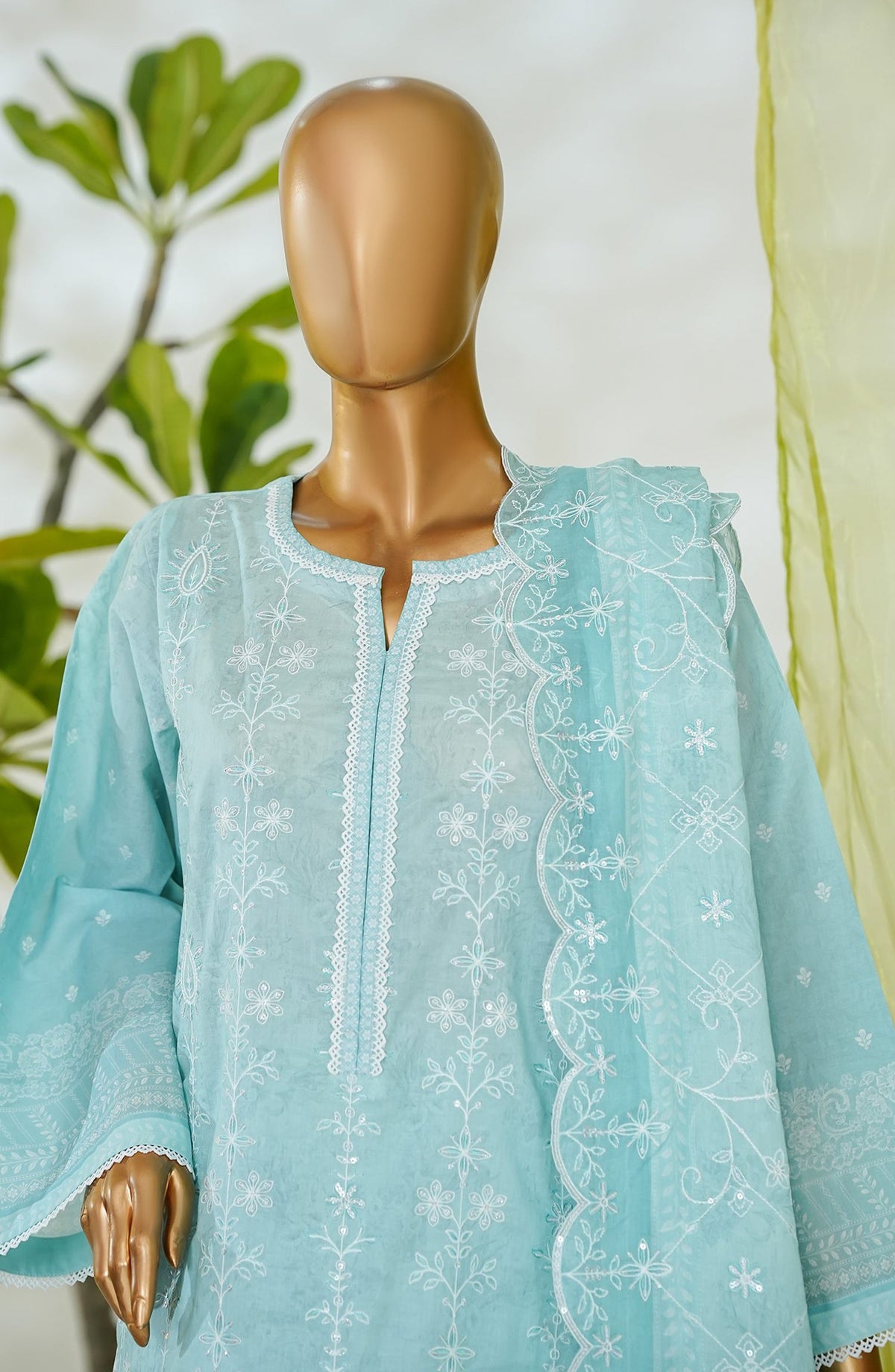 Bin Saeed Luxury Embroidered Cotton Stitched 3 Piece Suit - Design-10 - BS26LUX - Blue - Mid Summer Collection
