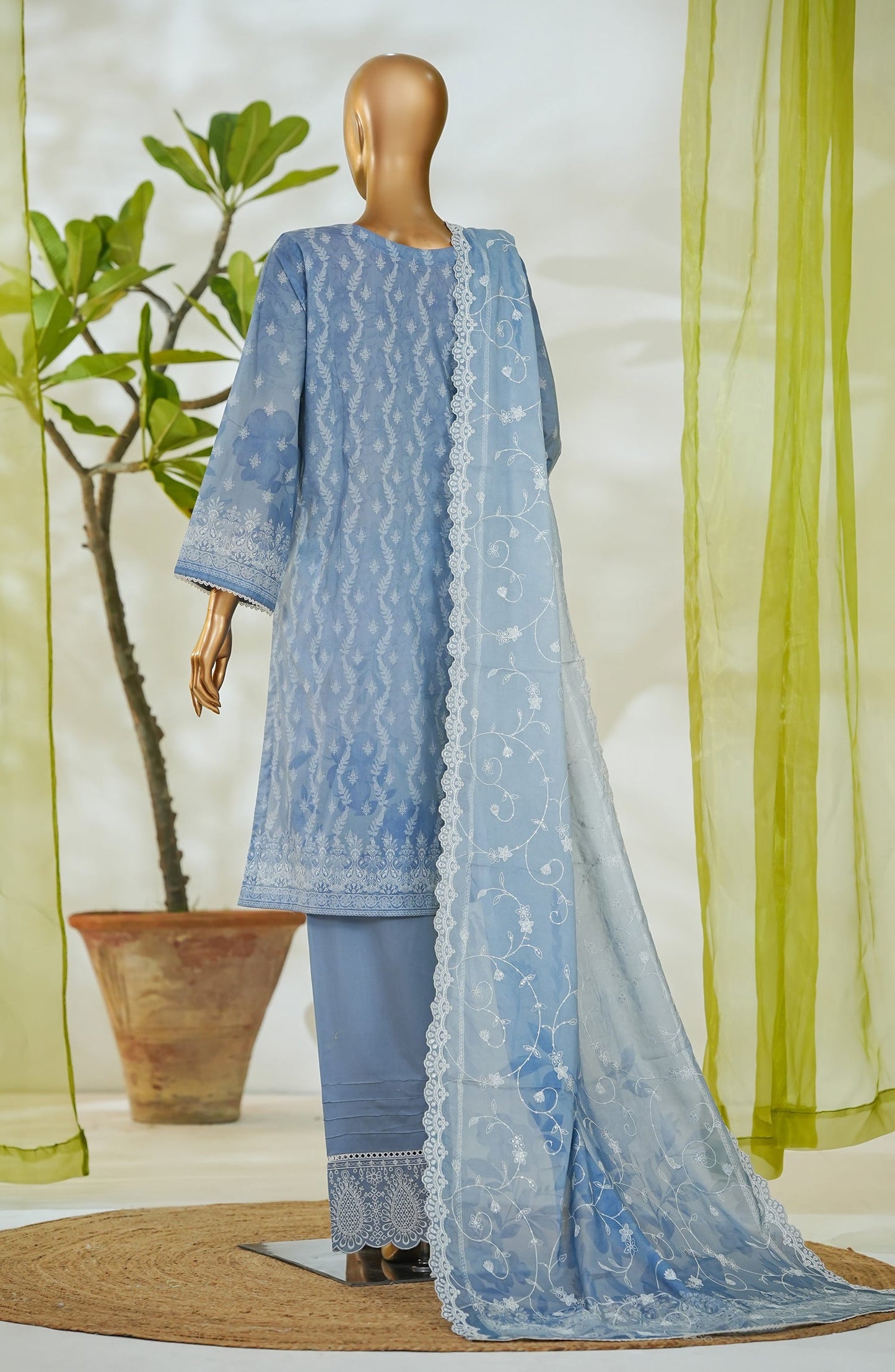 Bin Saeed Luxury Embroidered Cotton Stitched 3 Piece Suit - Design-06 - BS26LUX - Blue - Mid Summer Collection