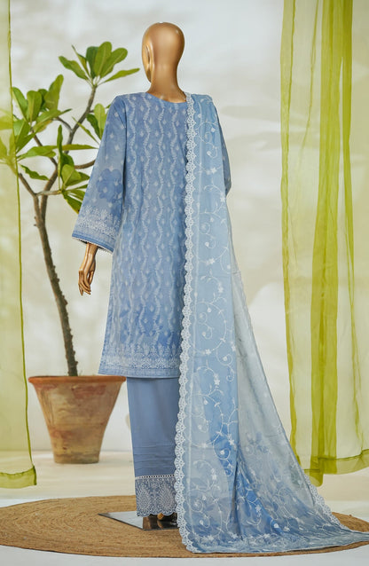 Bin Saeed Luxury Embroidered Cotton Stitched 3 Piece Suit - Design-06 - BS26LUX - Blue - Mid Summer Collection