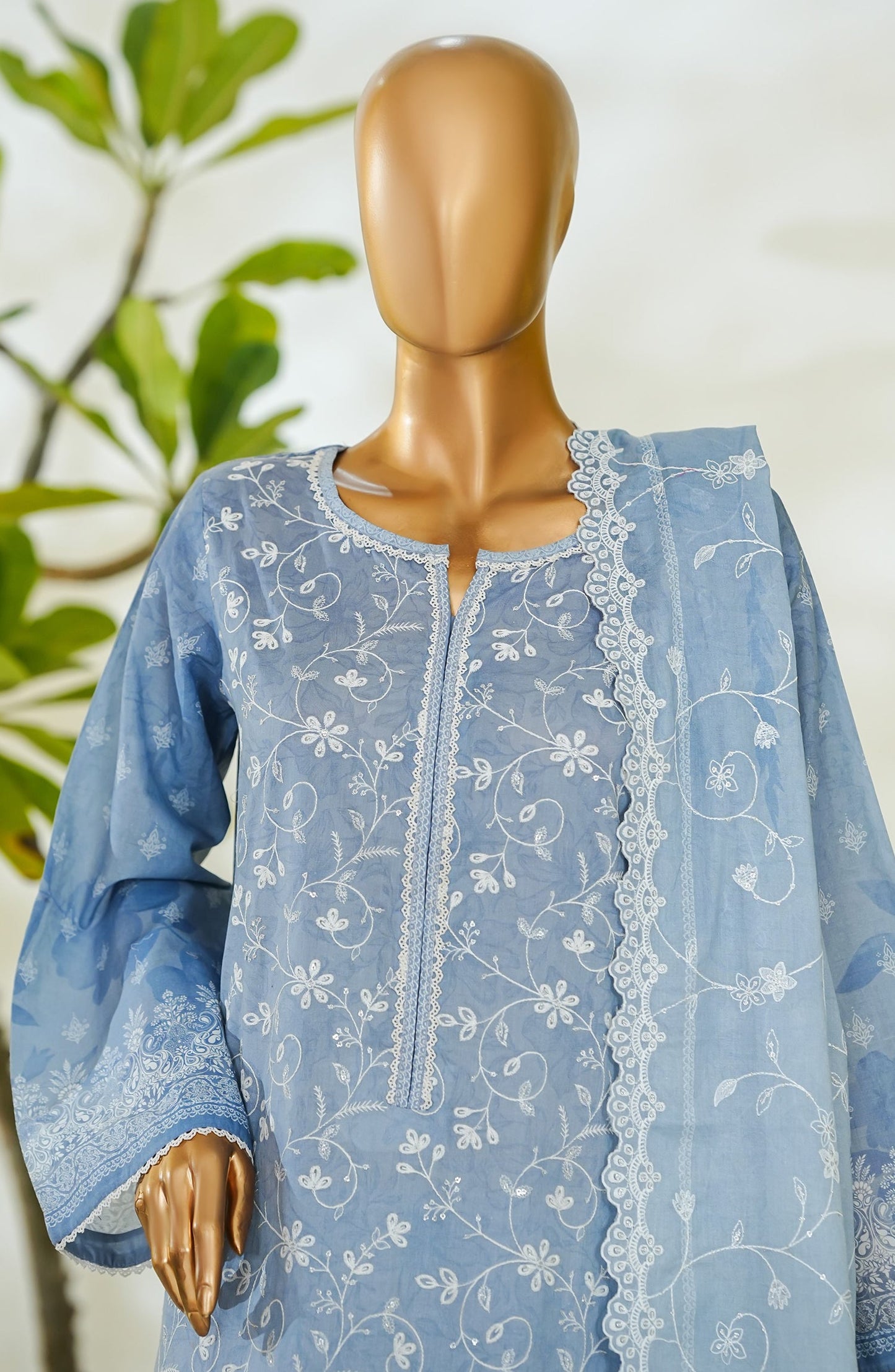 Bin Saeed Luxury Embroidered Cotton Stitched 3 Piece Suit - Design-06 - BS26LUX - Blue - Mid Summer Collection
