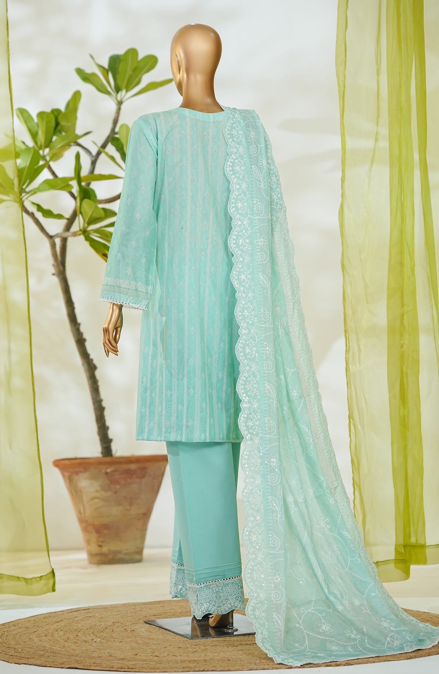Bin Saeed Luxury Embroidered Cotton Stitched 3 Piece Suit - Design-02 - BS26LUX - Sea Green - Mid Summer Collection