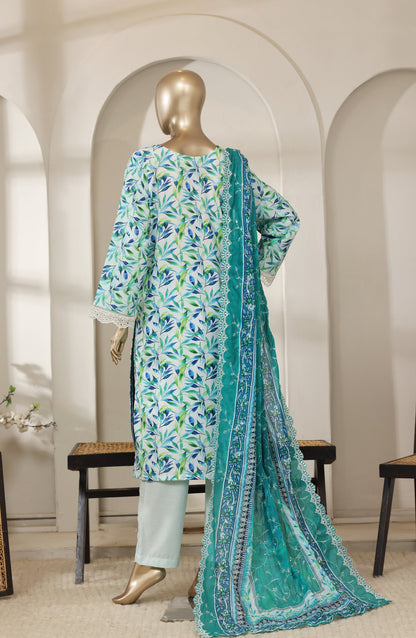 Bin Saeed Luxury Embroidered Lawn Stitched 3 Piece Suit - D-05 - BS26LES - Ferozi - Summer Collection