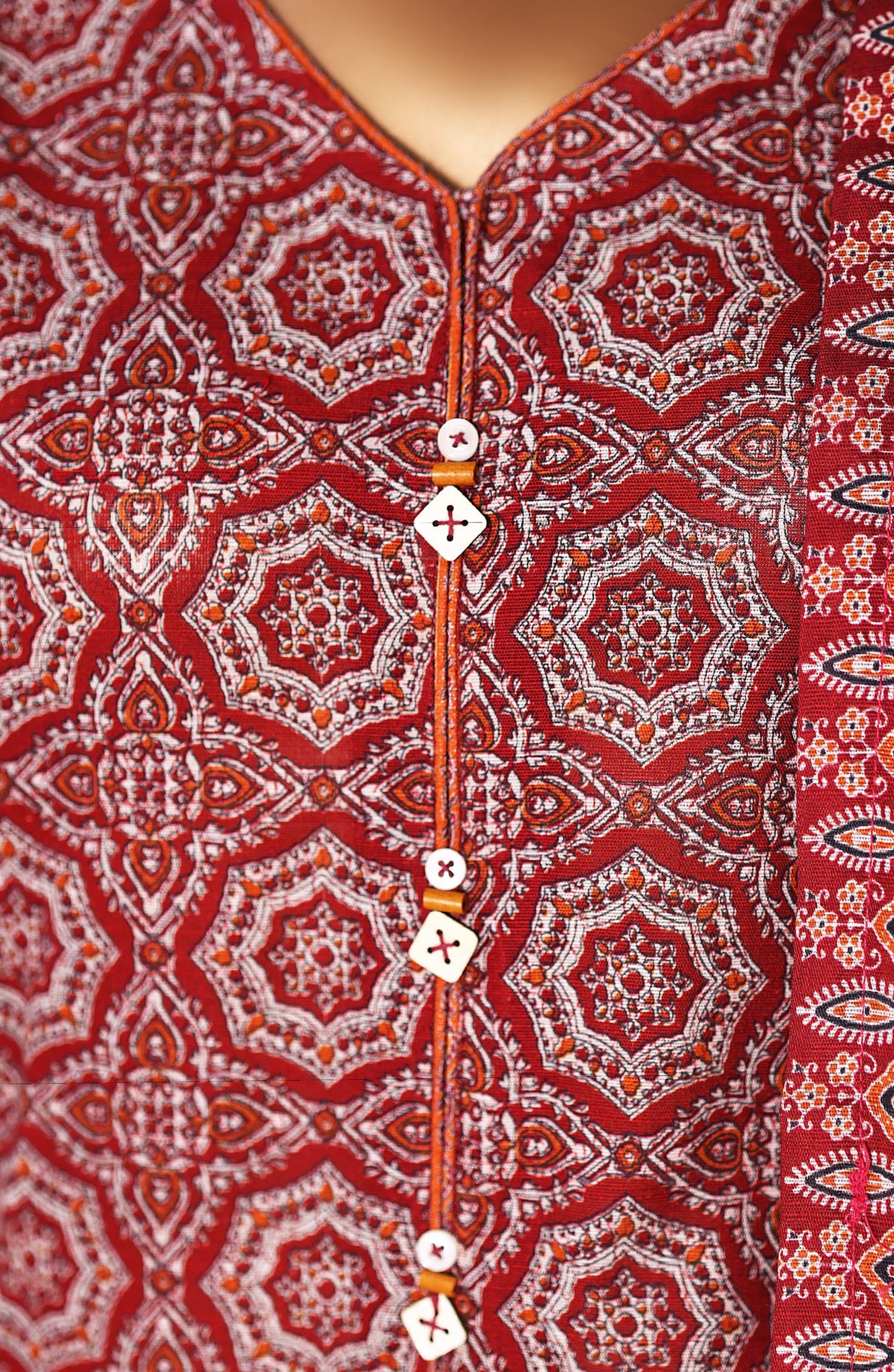 Bin Saeed Printed Khaddar Stitched 3 Piece Suit - Design-08 - BS25PKD - Red - Winter Collection
