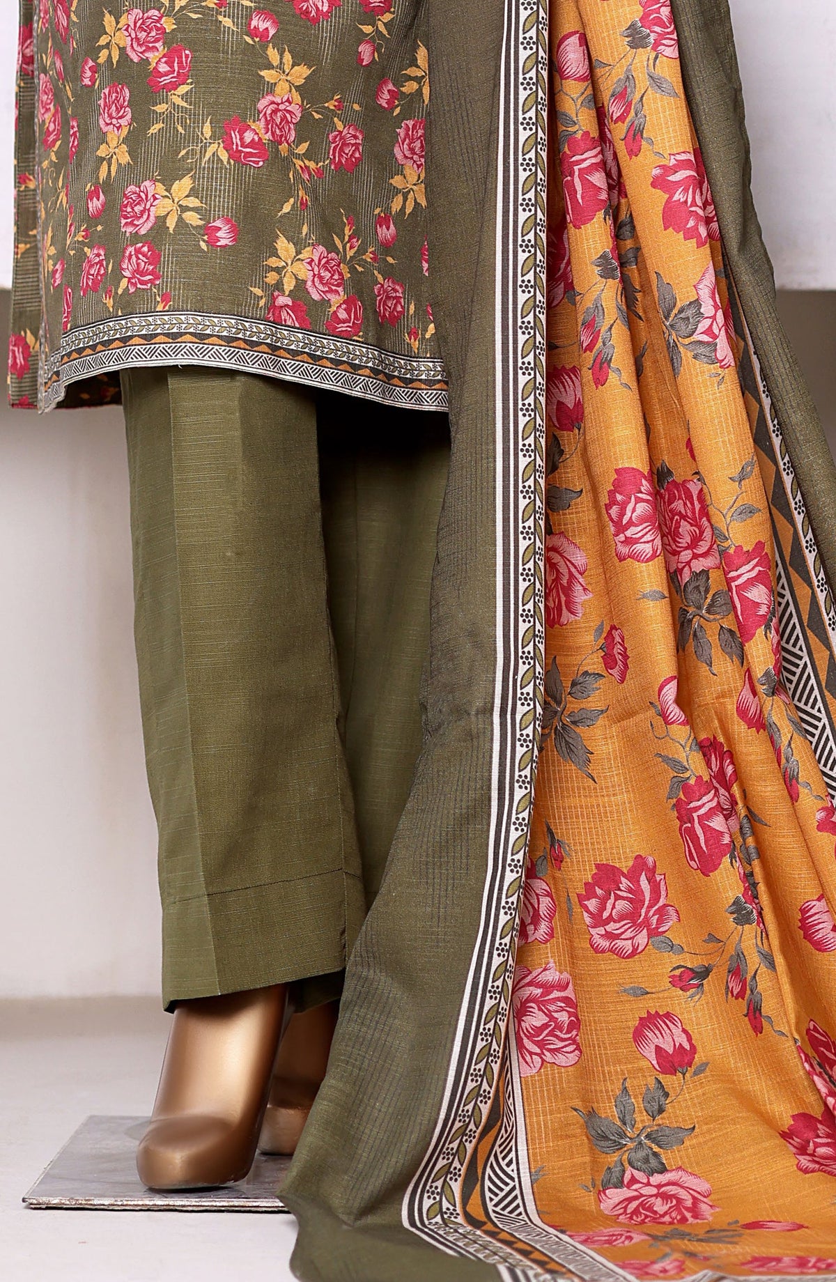 Bin Saeed Printed Khaddar Stitched 3 Piece Suit - Design-09 - BS25PKD - Green - Winter Collection