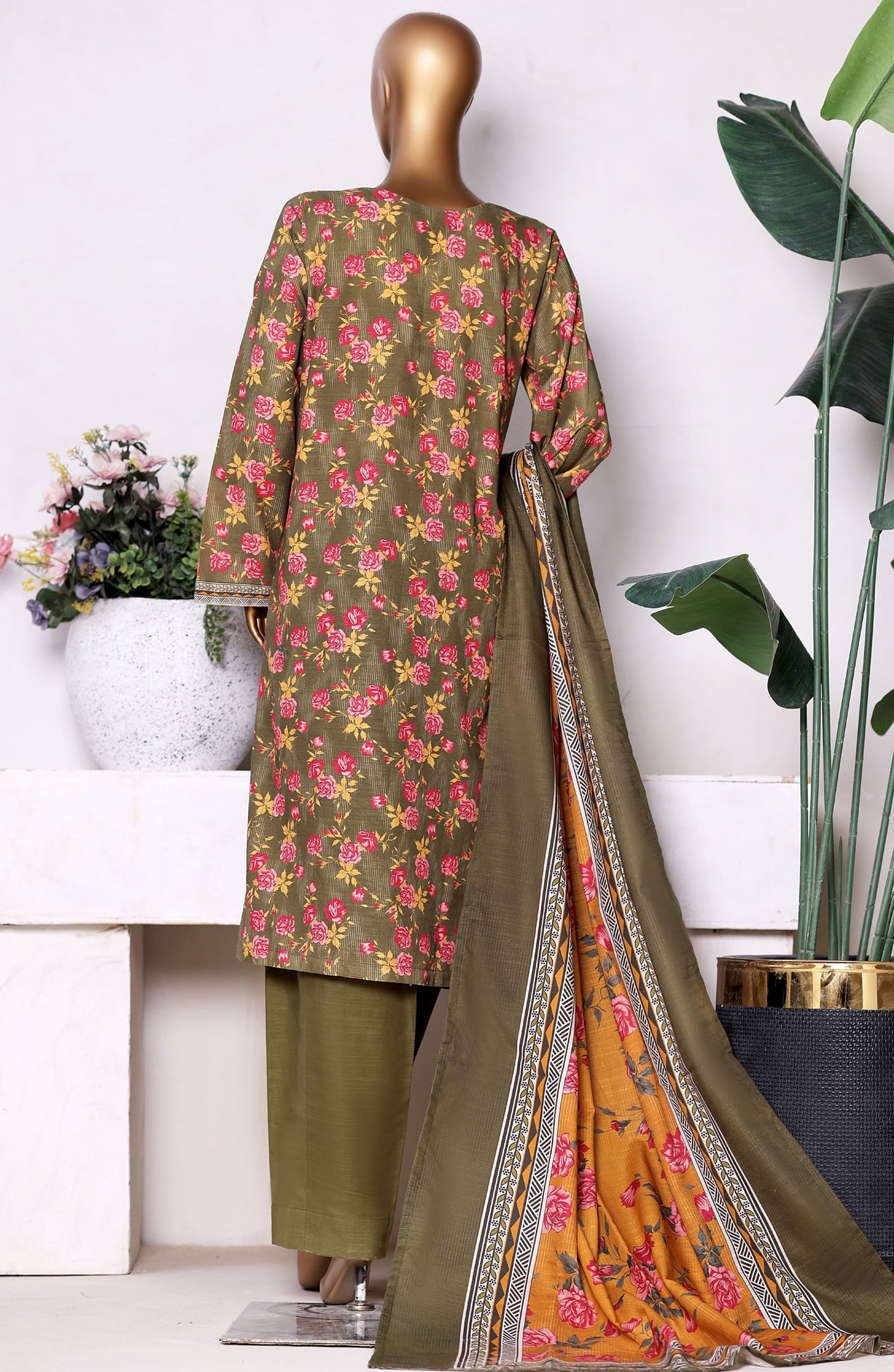 Bin Saeed Printed Khaddar Stitched 3 Piece Suit - Design-09 - BS25PKD - Green - Winter Collection