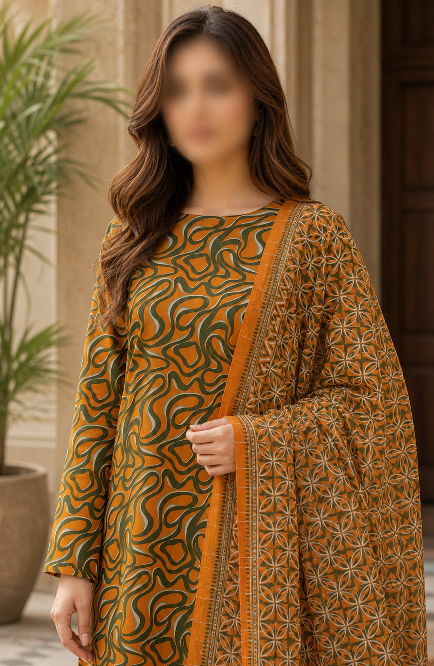 Bin Saeed Printed Lawn Unstitched 3 Piece Suit - D-22 - BS26DCS - Brown - Summer Collection