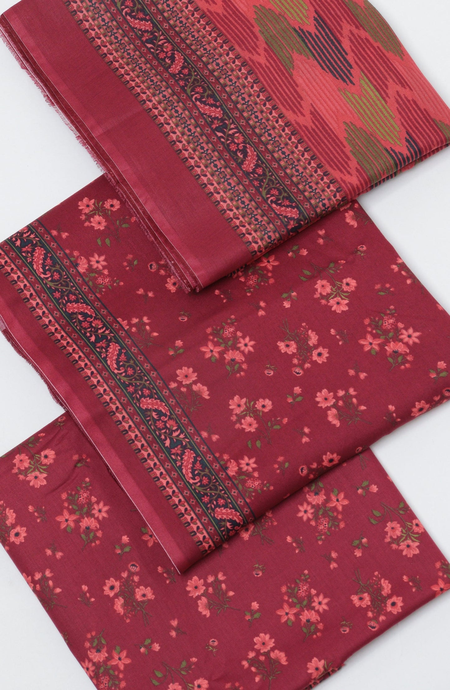 Bin Saeed Printed Lawn Unstitched 3 Piece Suit - D-11 - BS26PTL - Maroon - Summer Collection