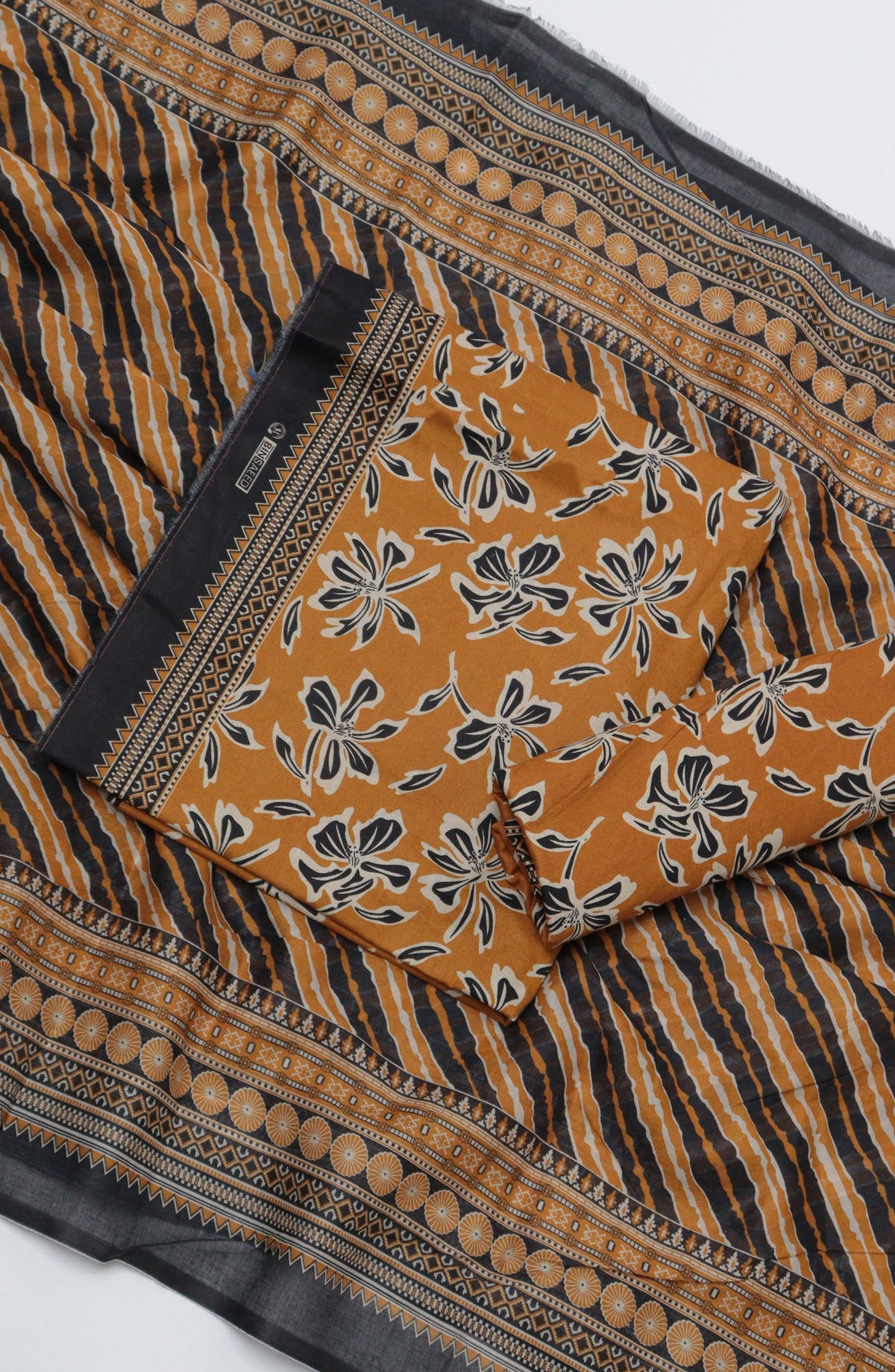 Bin Saeed Printed Cotton Unstitched 3 Piece Suit - D-33 - BS26PRTH - Brown - Summer Collection