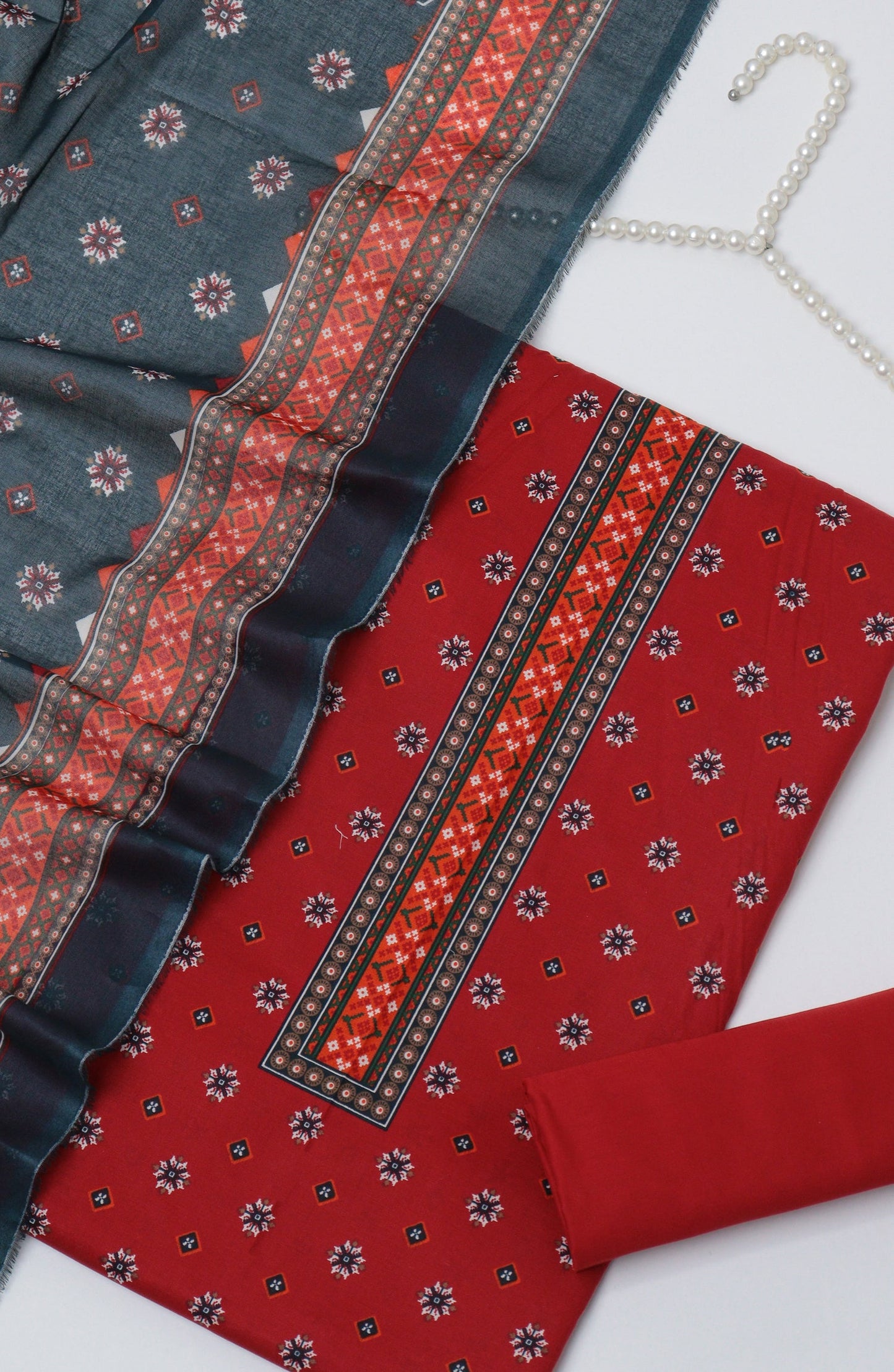 Bin Saeed Printed Cotton Unstitched 3 Piece Suit - D-07 - BS26PRTH - Red - Summer Collection