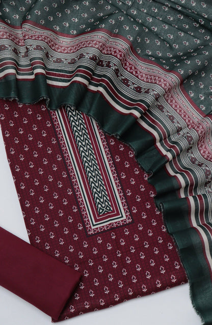 Bin Saeed Printed Cotton Unstitched 3 Piece Suit - D-04 - BS26PRTH - Maroon - Summer Collection