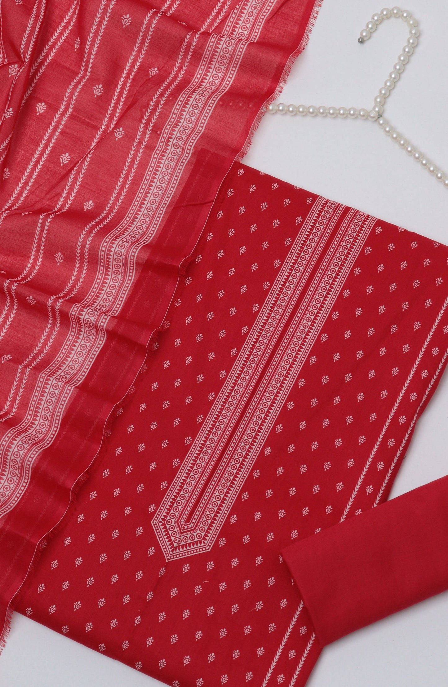 Bin Saeed Printed Cotton Unstitched 3 Piece Suit - D-02 - BS26PRTH - Red - Summer Collection