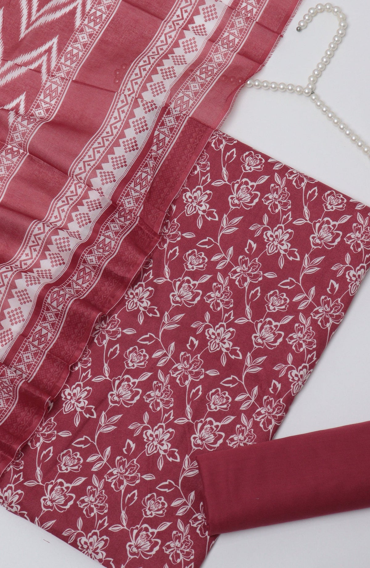 Bin Saeed Printed Cotton Unstitched 3 Piece Suit - D-20 - BS26FTH - Red - Summer Collection