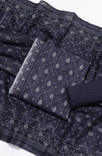 Bin Saeed Printed Cotton Unstitched 3 Piece Suit - D-07 - BS26FTH - Black - Summer Collection