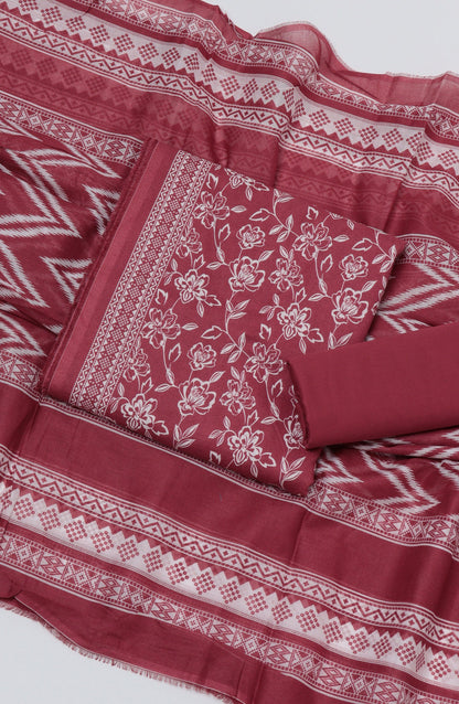 Bin Saeed Printed Cotton Unstitched 3 Piece Suit - D-20 - BS26FTH - Red - Summer Collection