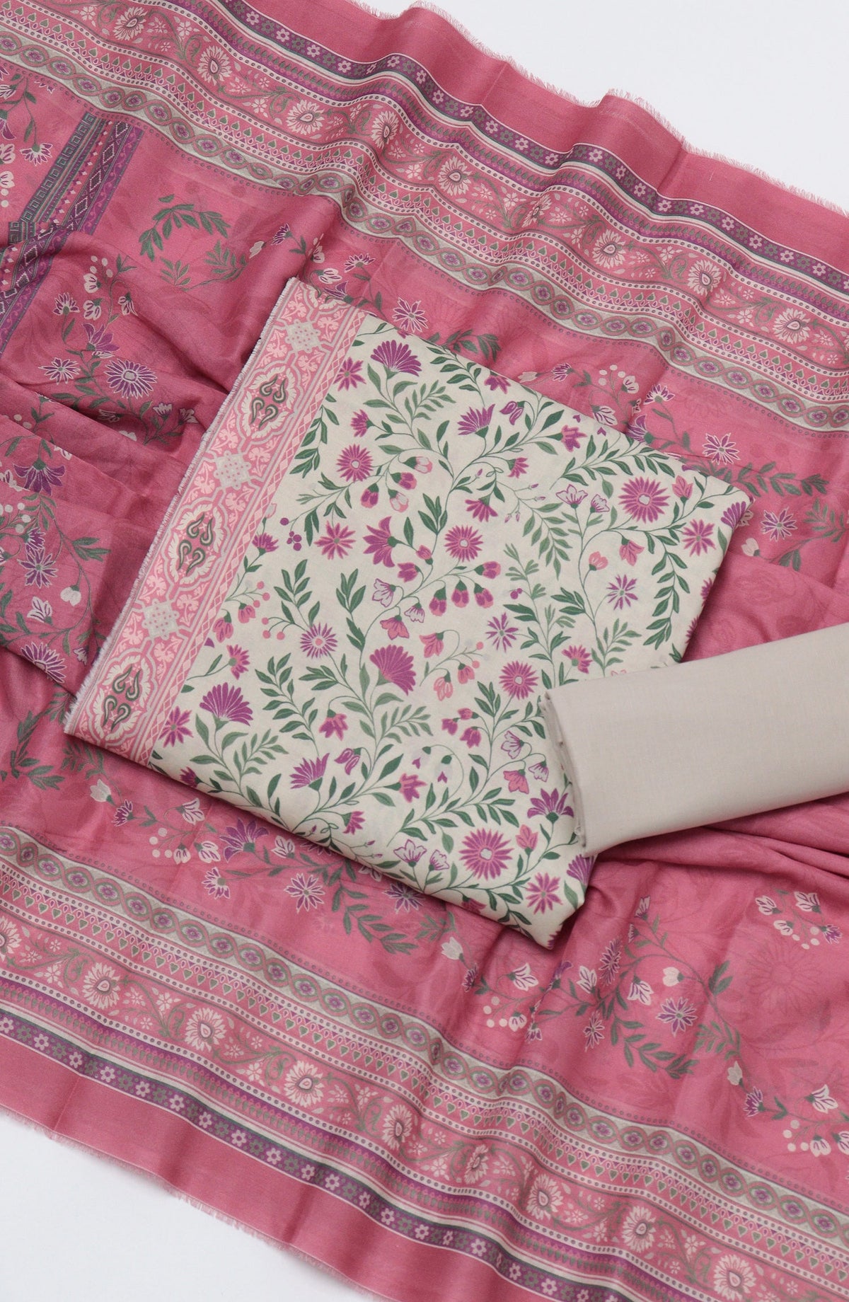 Bin Saeed Printed Cotton Unstitched 3 Piece Suit - D-05 - BS26FTH - Pink - Summer Collection