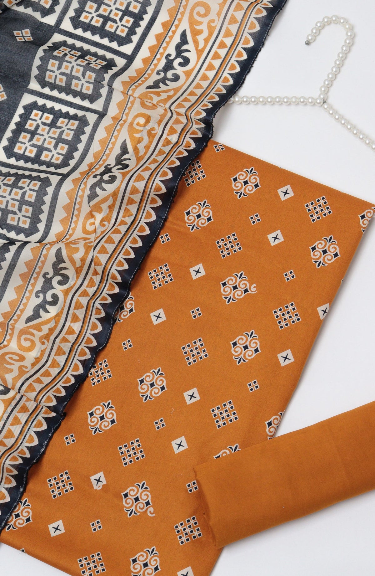 Bin Saeed Printed Cotton Unstitched 3 Piece Suit - D-04 - BS26FTH - Orange - Summer Collection