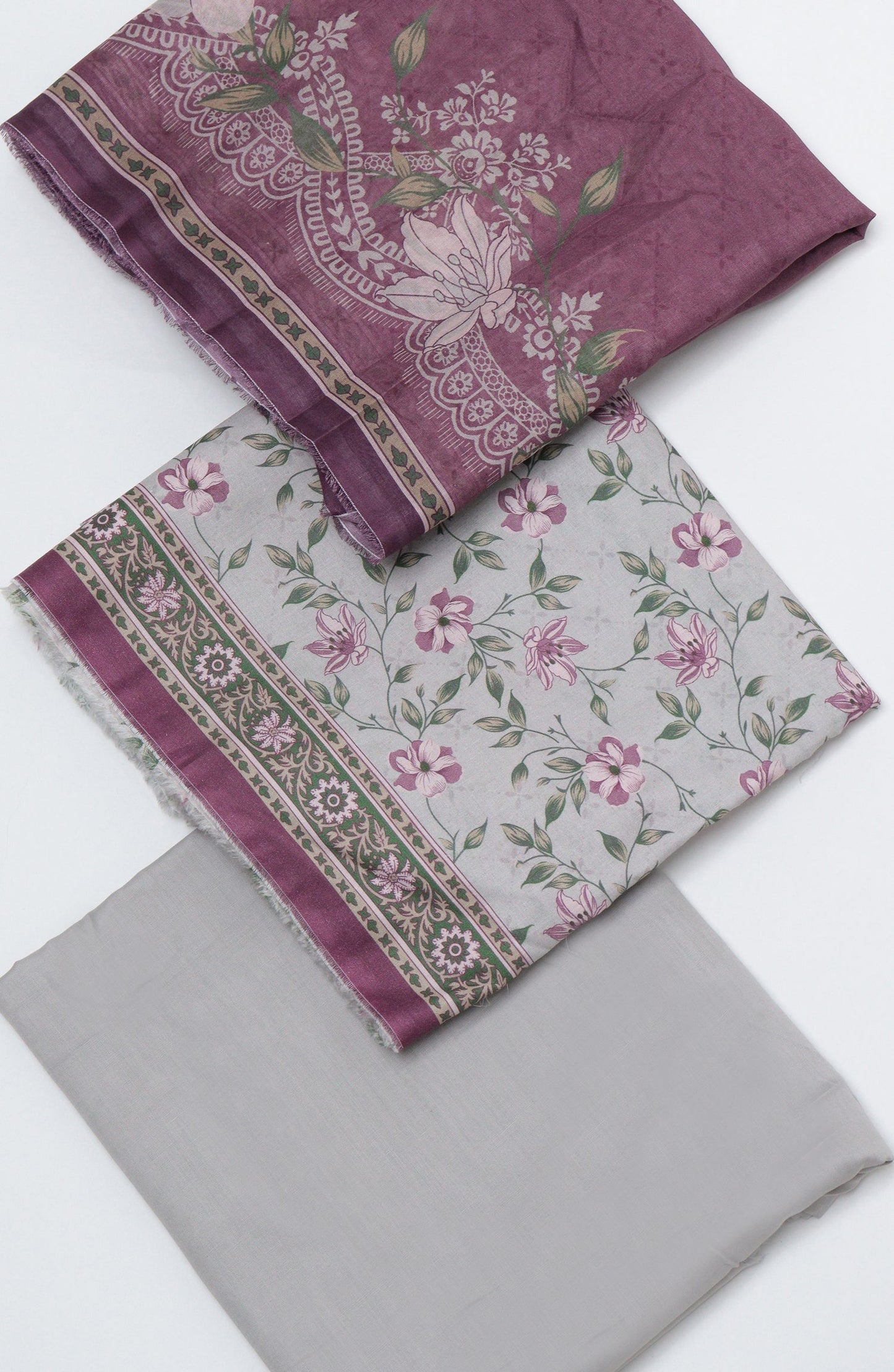 Bin Saeed Printed Cotton Unstitched 3 Piece Suit - D-02 - BS26FTH - Grey - Summer Collection