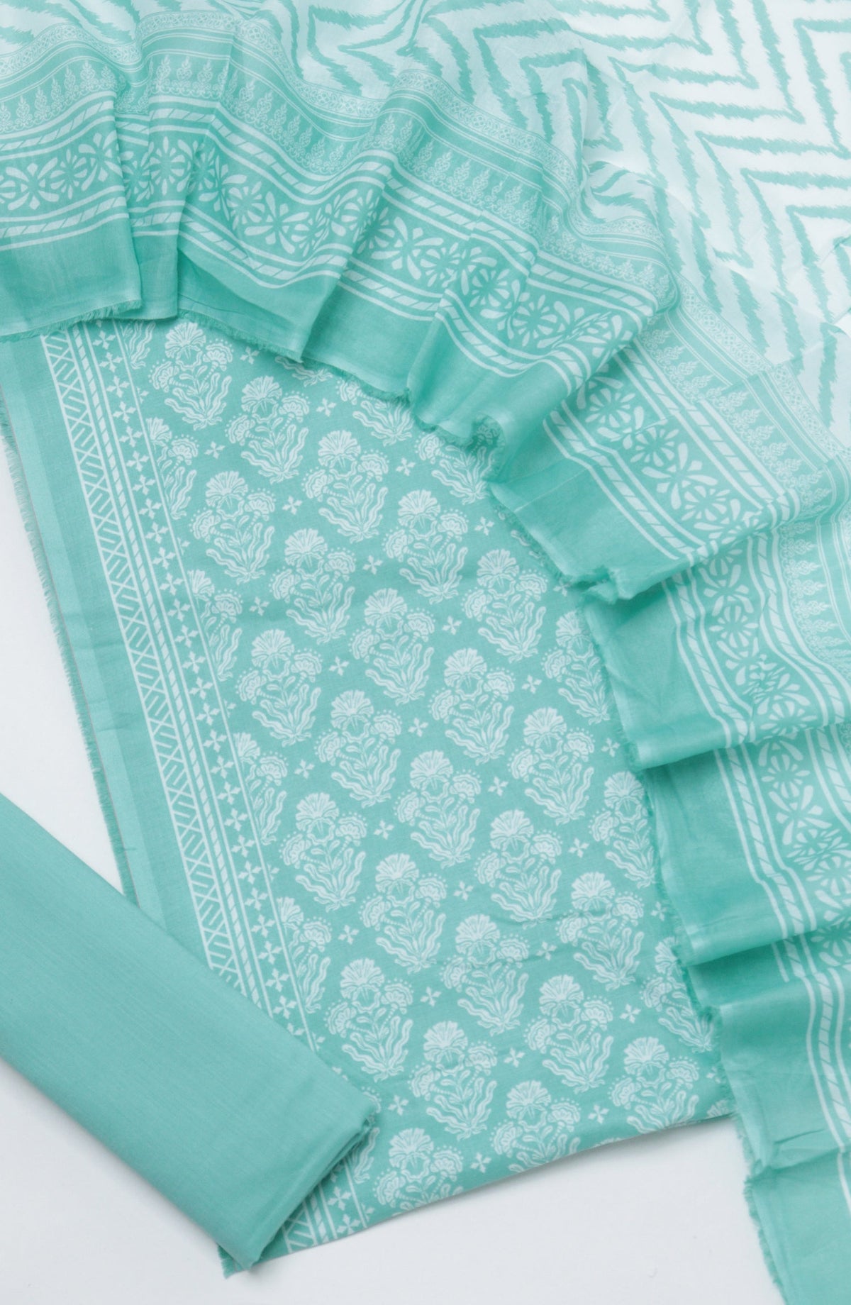 Bin Saeed Printed Cotton Unstitched 3 Piece Suit - D-09 - BS26FOR - Sea Green - Summer Collection