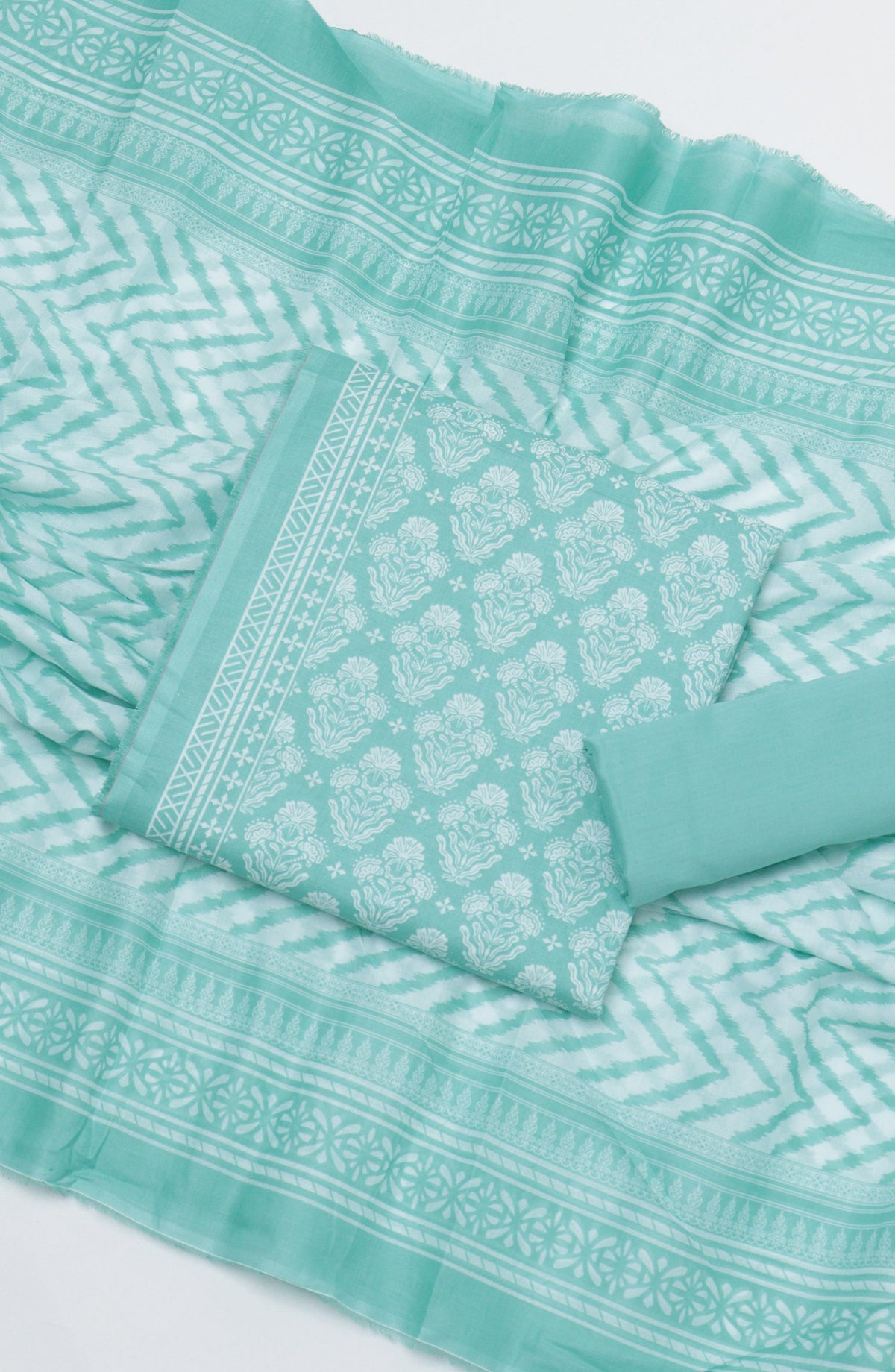 Bin Saeed Printed Cotton Unstitched 3 Piece Suit - D-09 - BS26FOR - Sea Green - Summer Collection