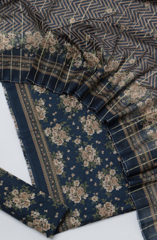 Bin Saeed Printed Cotton Unstitched 3 Piece Suit - D-01 - BS26FOR - Blue - Summer Collection