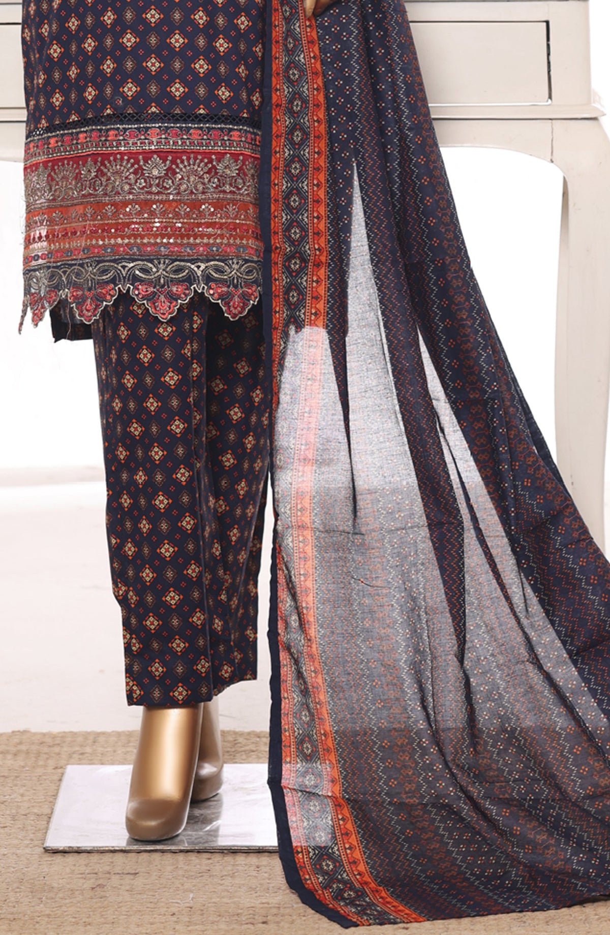 Bin Saeed Embroidered Lawn Stitched 3 Piece Suit - Design-21 - BS26BRD - Black - Summer Collection