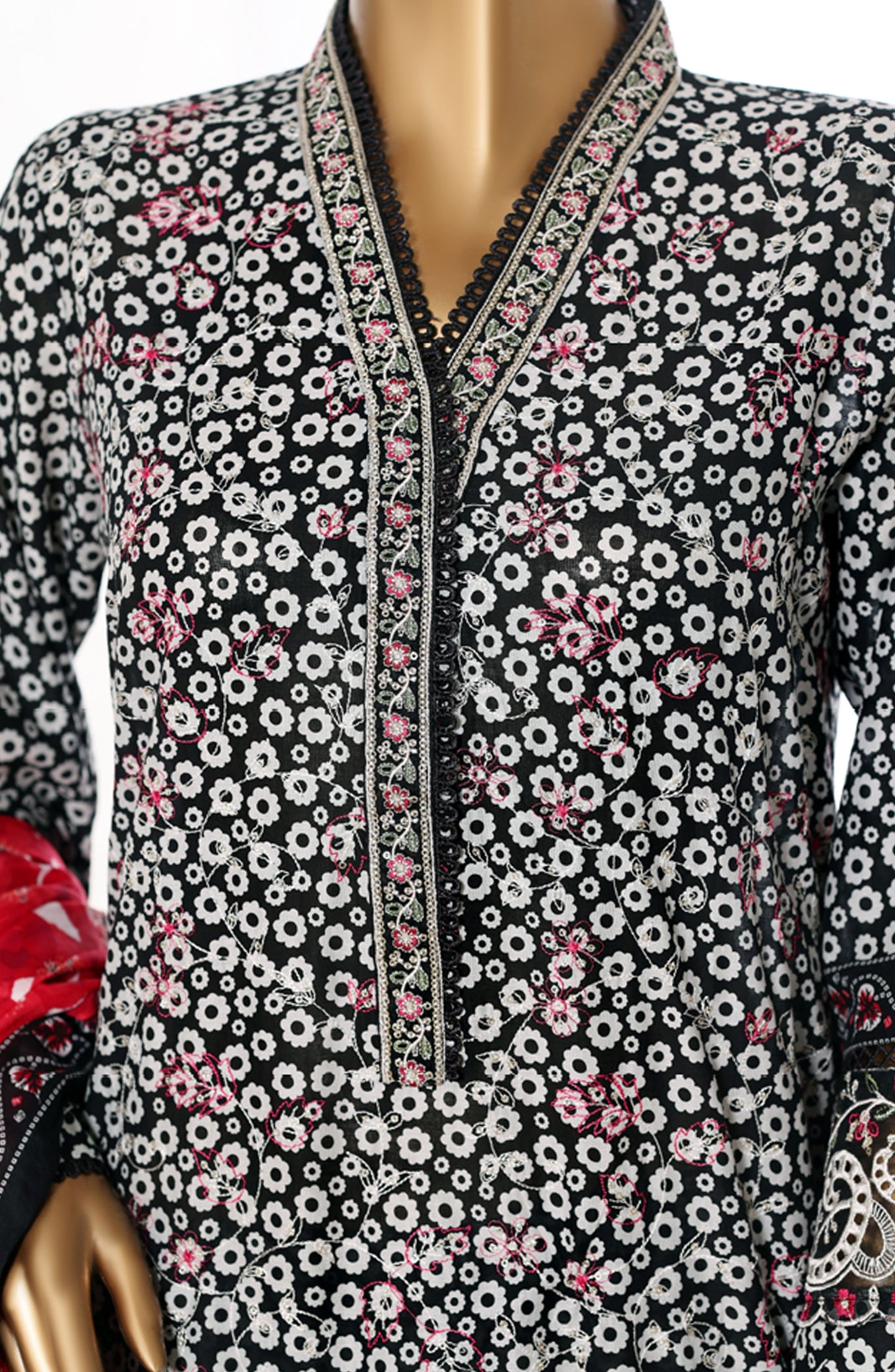 Bin Saeed Embroidered Lawn Stitched 3 Piece Suit - Design-04 - BS26BRD - Black - Summer Collection