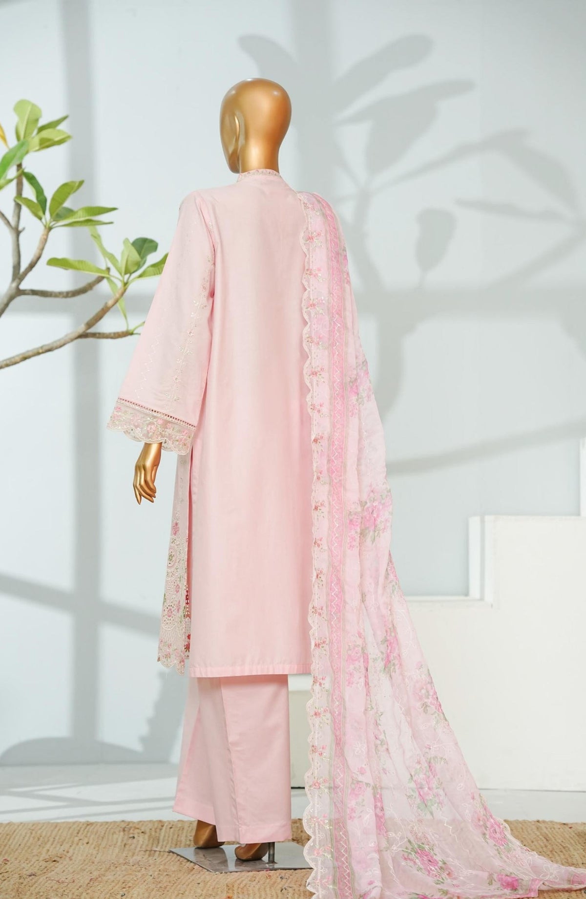 Bin Saeed Embroidered Lawn Stitched 3 Piece Suit - D-05 - BS26CHF - Pink - Festive Collection
