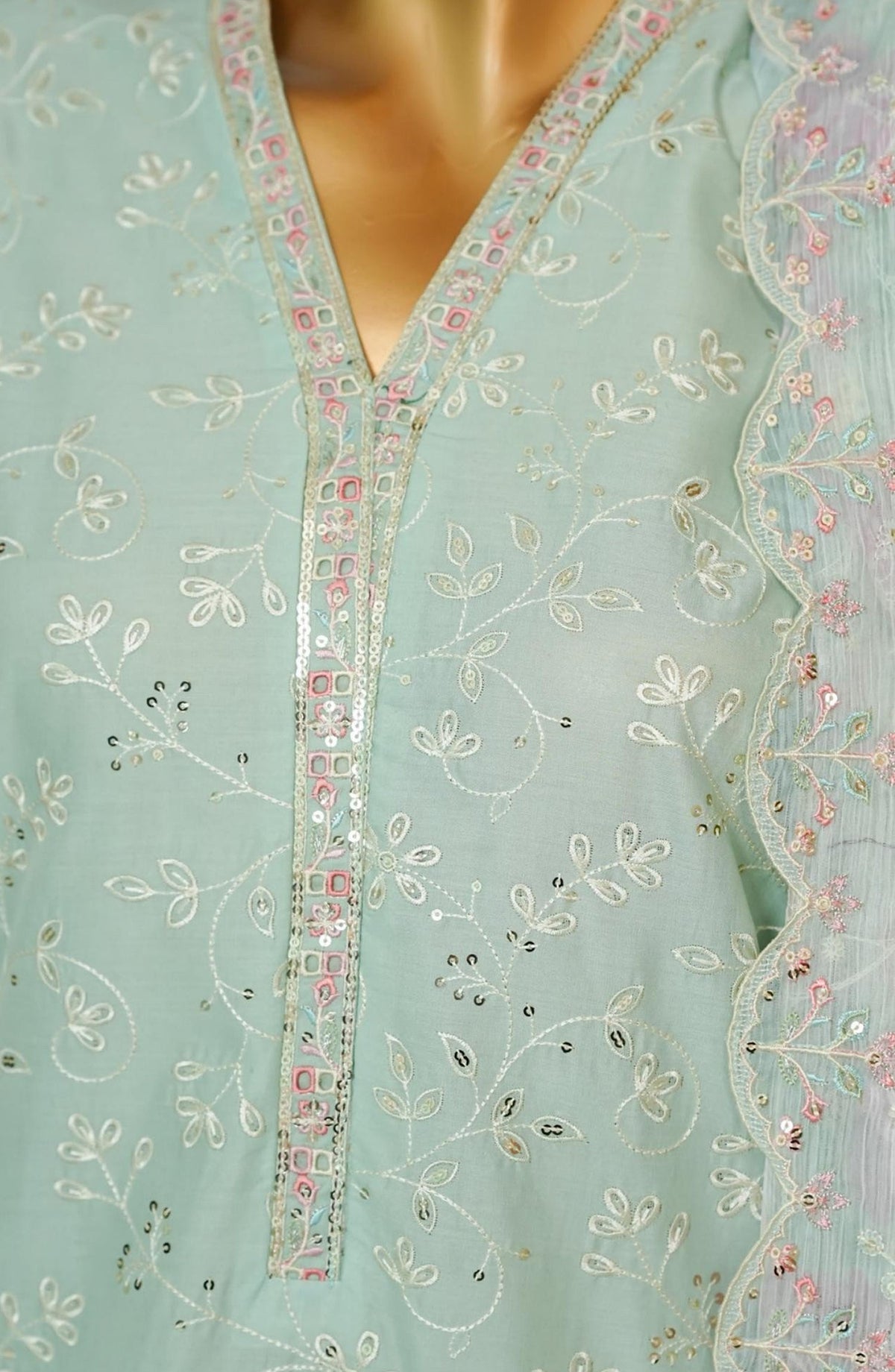 Bin Saeed Embroidered Lawn Stitched 3 Piece Suit - D-01 - BS26CHF - Green - Festive Collection