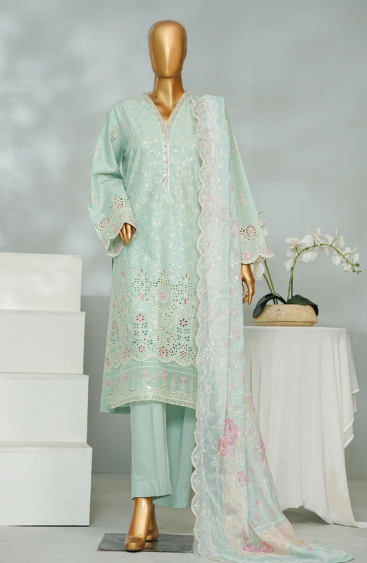 Bin Saeed Embroidered Lawn Stitched 3 Piece Suit - D-01 - BS26CHF - Green - Festive Collection
