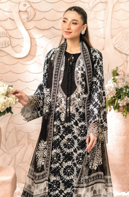 Blossom by Sanam Saeed Embroidered Lawn Unstitched 3 Piece Suit - D-01 - AK26BLM - Black - Summer Collection