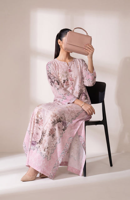 Boho by Amna Khadija Printed D Crepe Stitched Kaftan - AKPB-02 - AM26BOH - Light Pink - Summer Collection