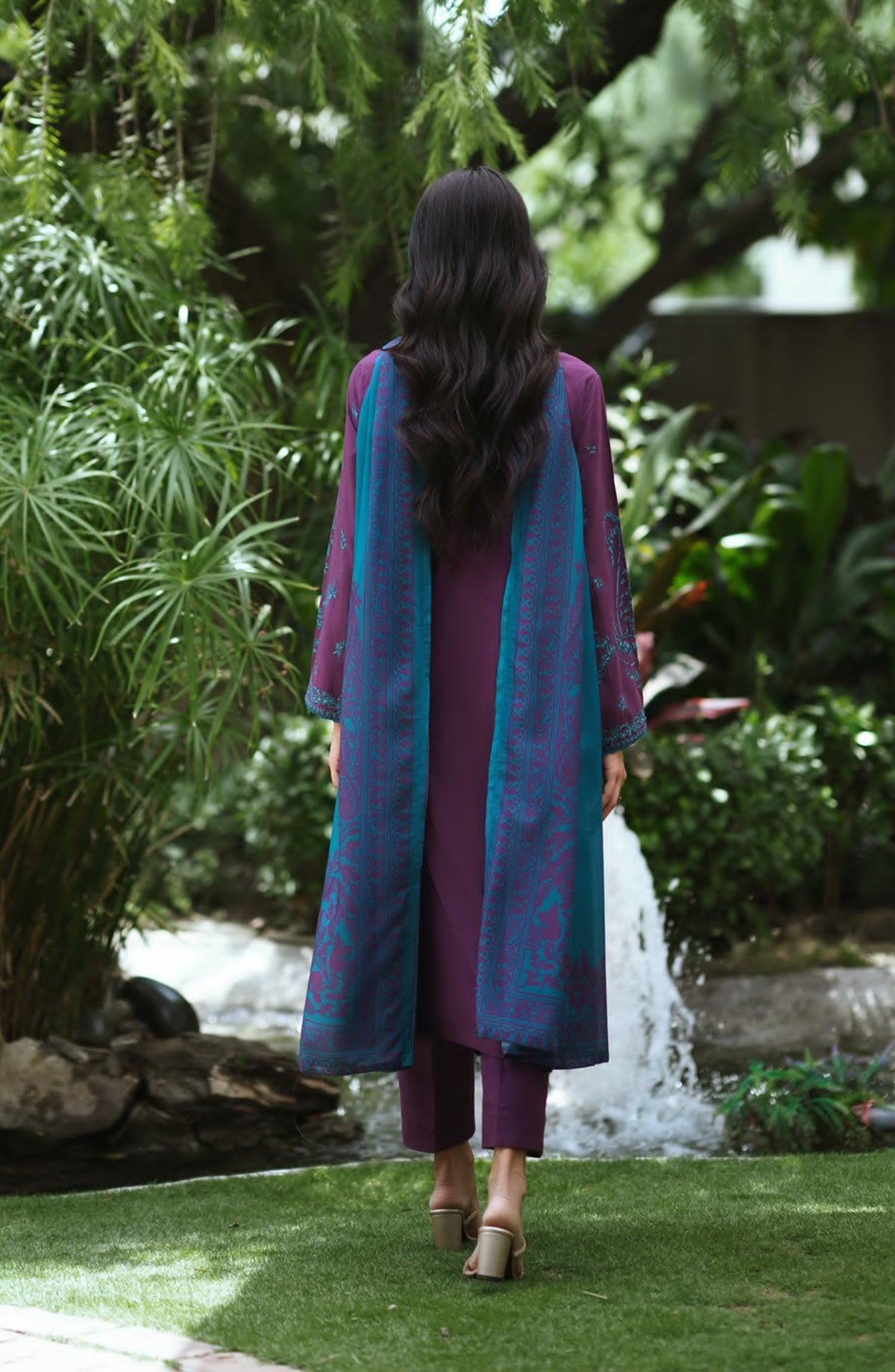 Breathe by Casual Lite Embroidered Cotton Cambric Stitched 3 Piece Suit - 03 Elis Twilight - CL26BRTH - Purple - Summer Collection