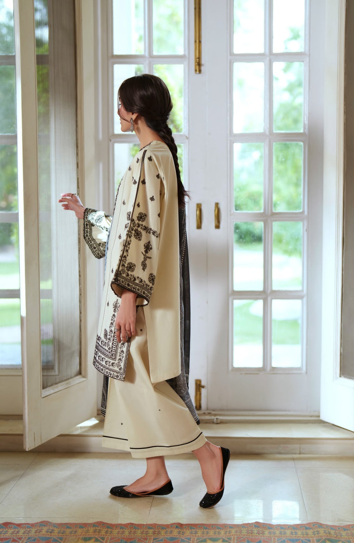Breathe by Casual Lite Embroidered Cotton Cambric Stitched 3 Piece Suit - 06 Roisin Ivory - CL26BRTH - Fawn - Summer Collection