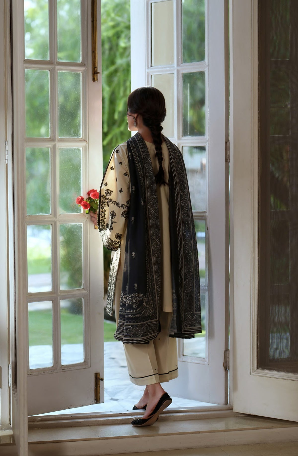 Breathe by Casual Lite Embroidered Cotton Cambric Stitched 3 Piece Suit - 06 Roisin Ivory - CL26BRTH - Fawn - Summer Collection